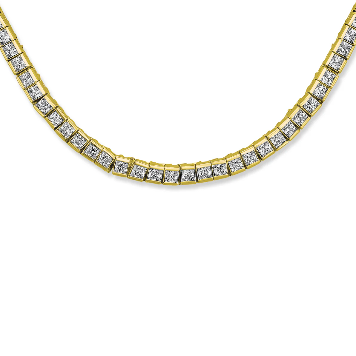 Cocktail Bridal CZ Princess Cut Channel Set Statement Tennis Necklace Collar Silver Plated - Image 3