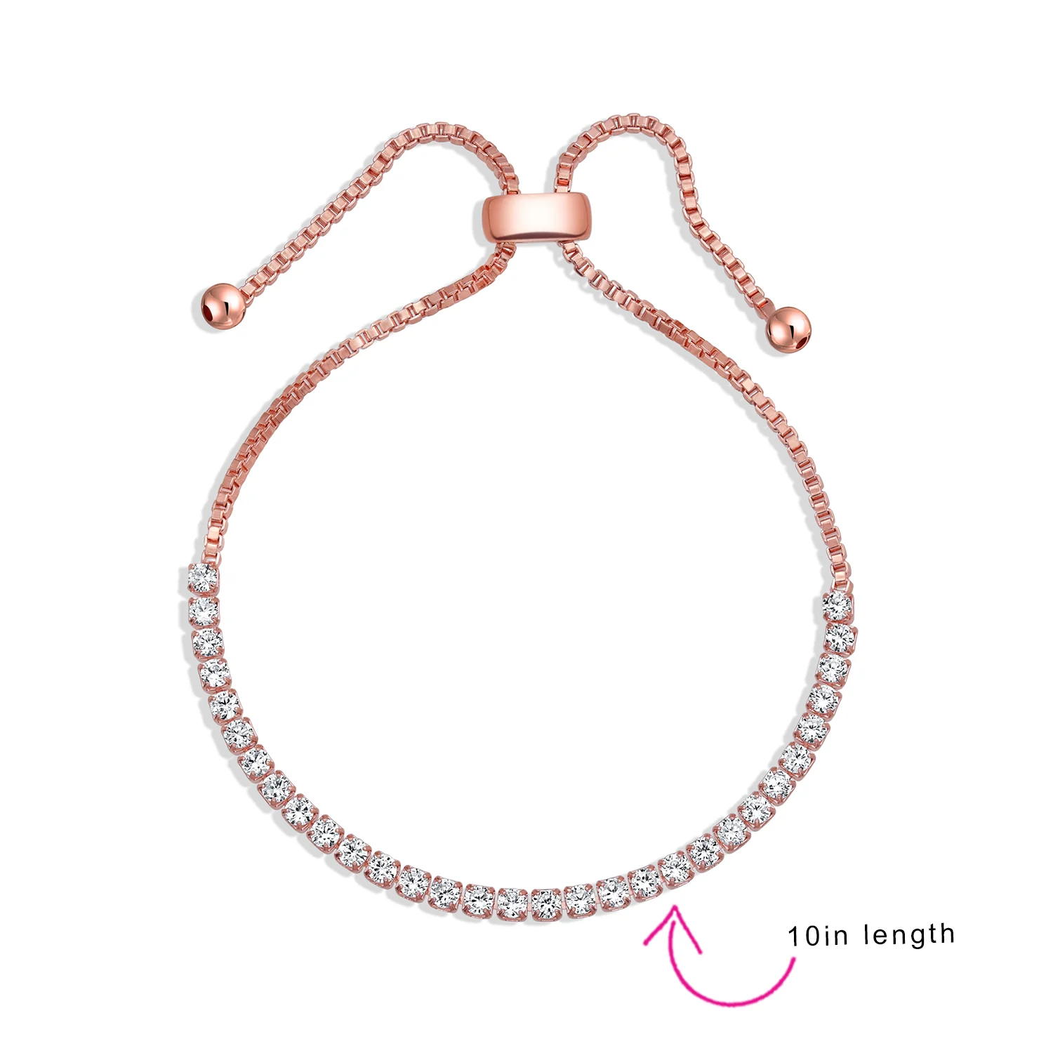 Cubic Zirconia Bolo Style CZ Slide Tennis Bracelet Gold Silver Plated Adjustable - Image 6