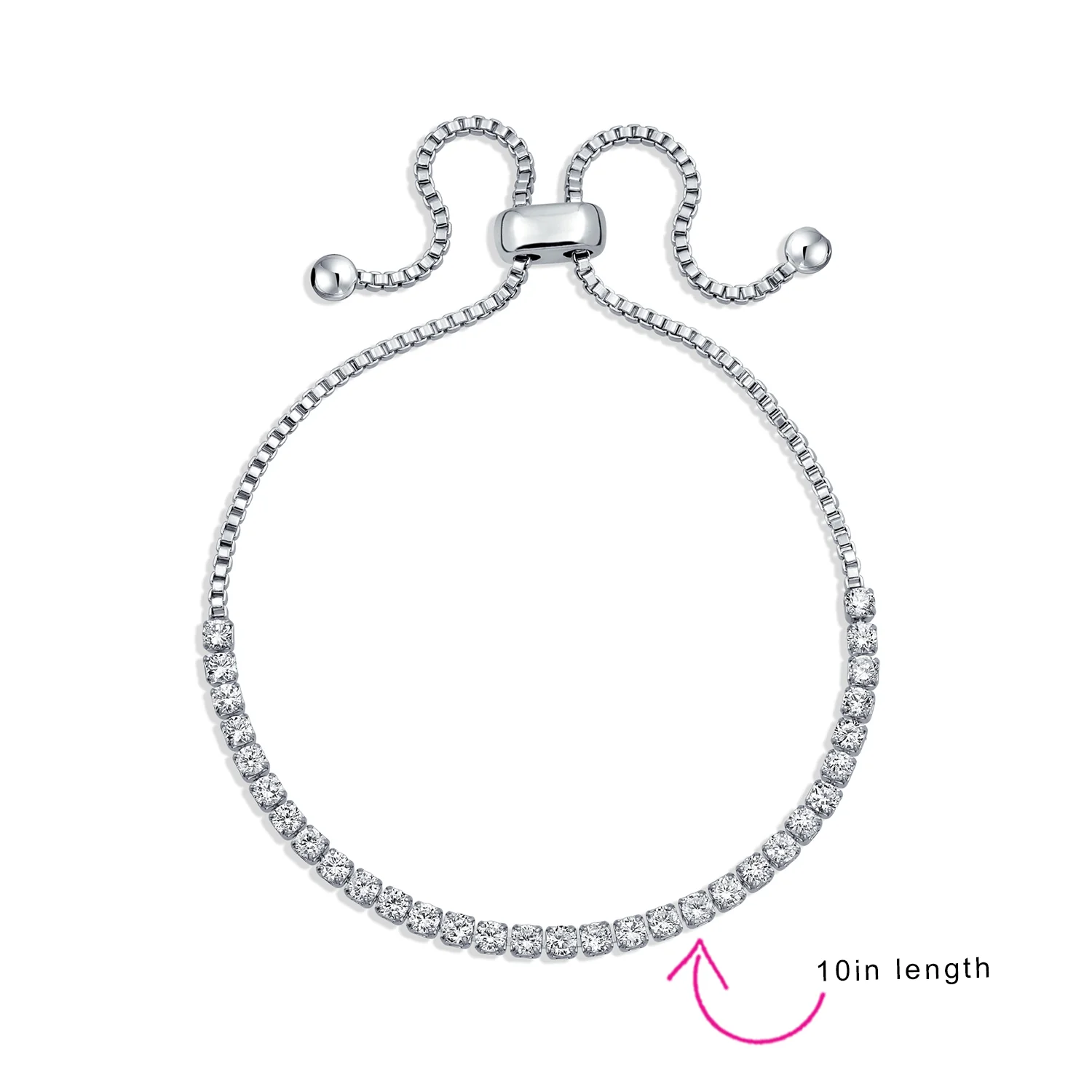 Cubic Zirconia Bolo Style CZ Slide Tennis Bracelet Gold Silver Plated Adjustable - Image 7