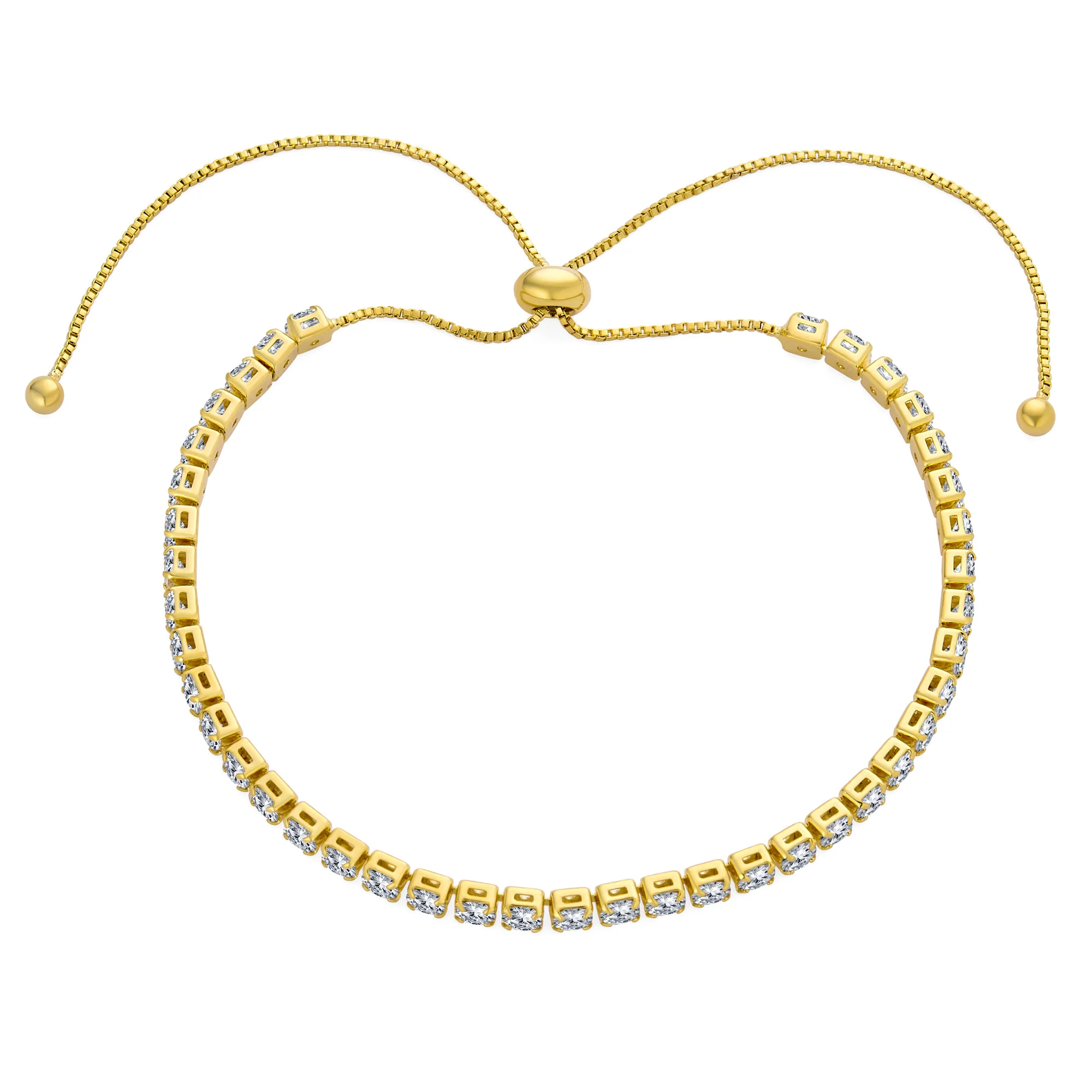 Dainty CZ Slide Bolo Style Tennis Bracelet Rhodium Plated Brass - Image 4