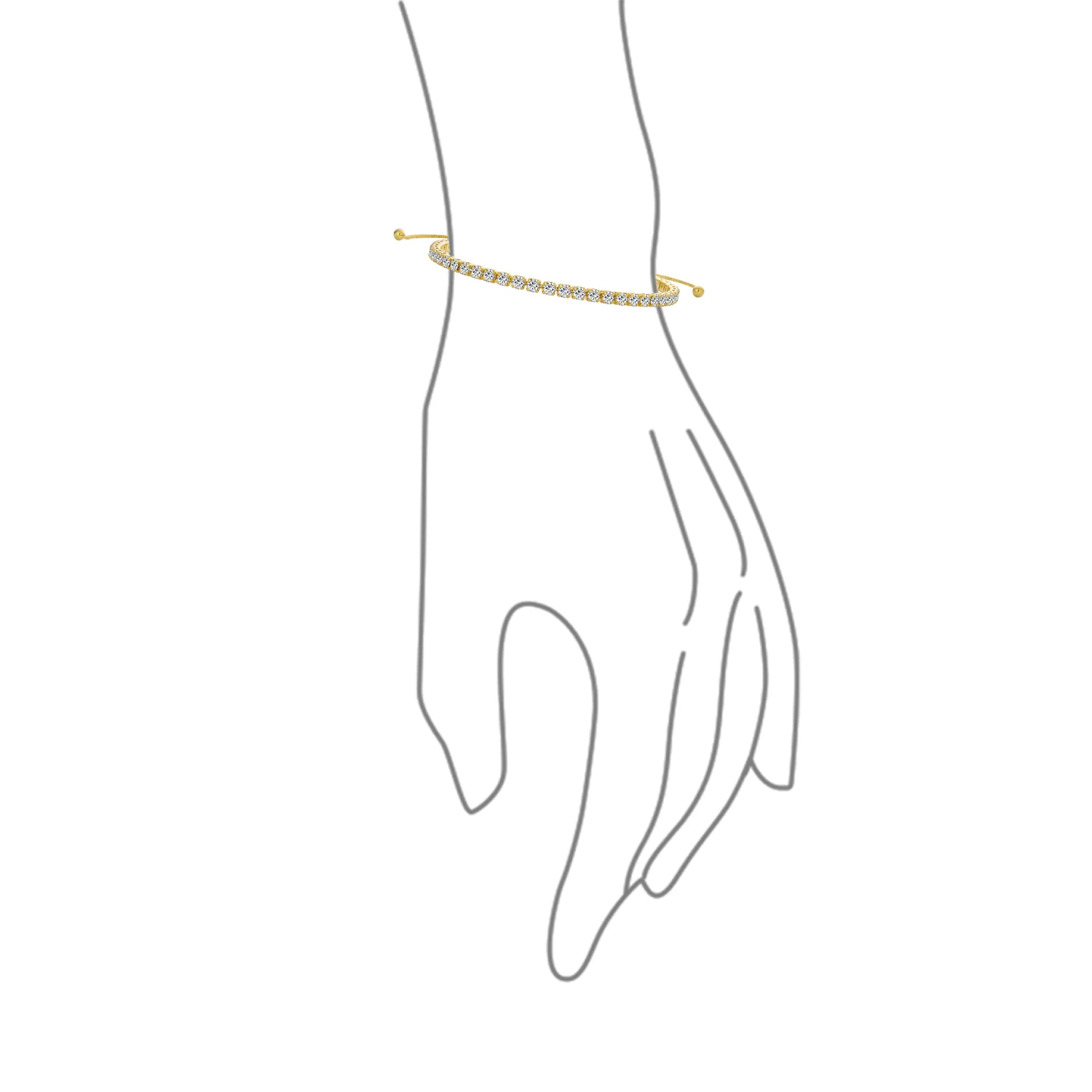 Dainty CZ Slide Bolo Style Tennis Bracelet Rhodium Plated Brass - Image 6
