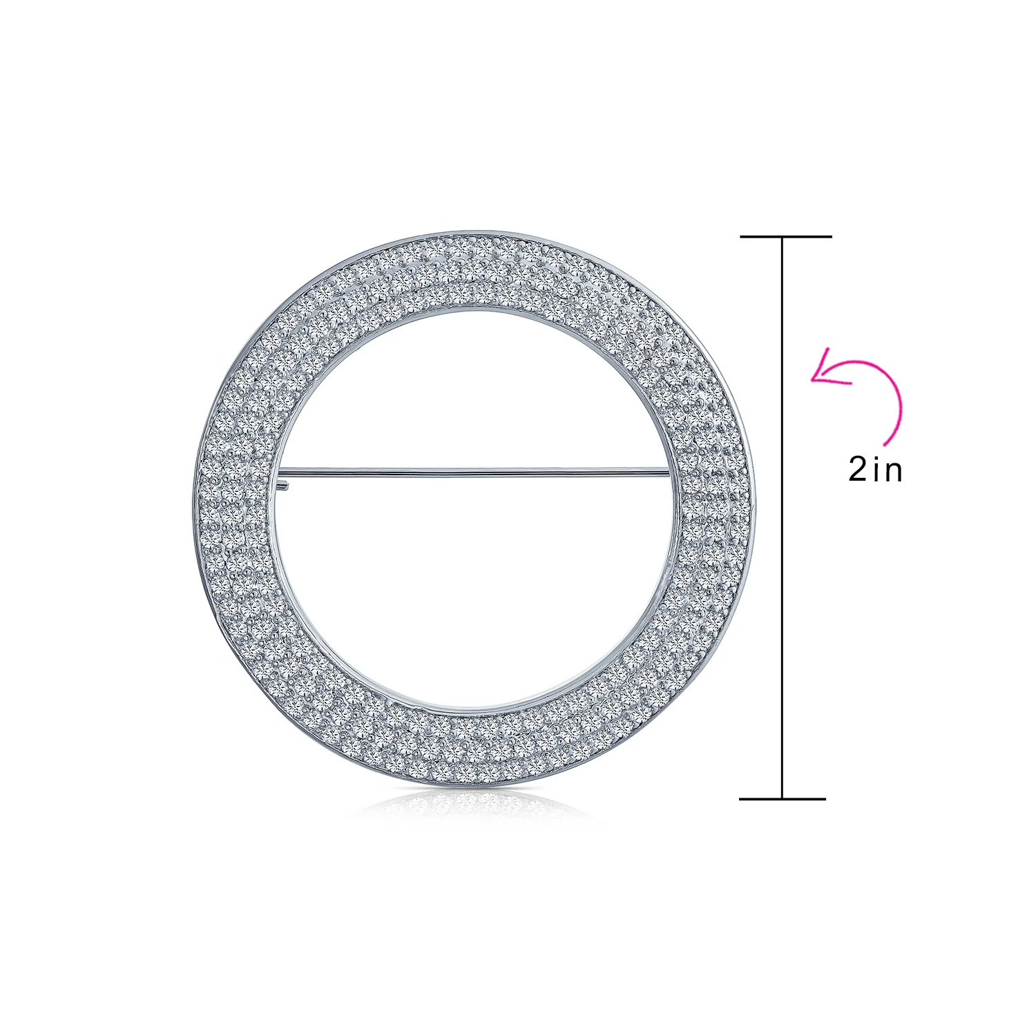 Bridal Eternity CZ Circle Brooche Pin for Wedding Silver Plated Brass - Image 4
