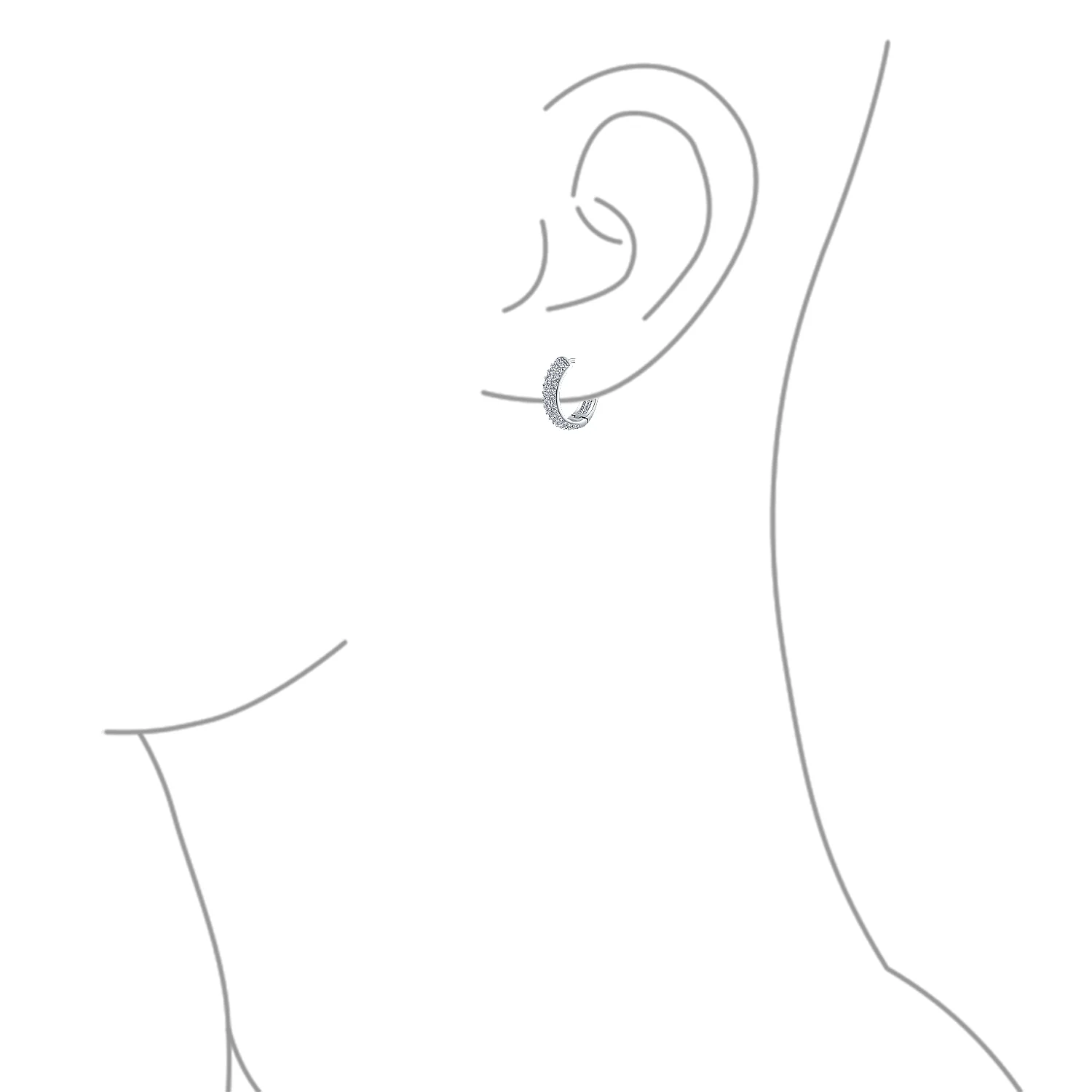 Fancy Wide 3 Row Cubic Zirconia CZ Cocktail Hoop Earrings Black Rose Gold Plated - Image 7