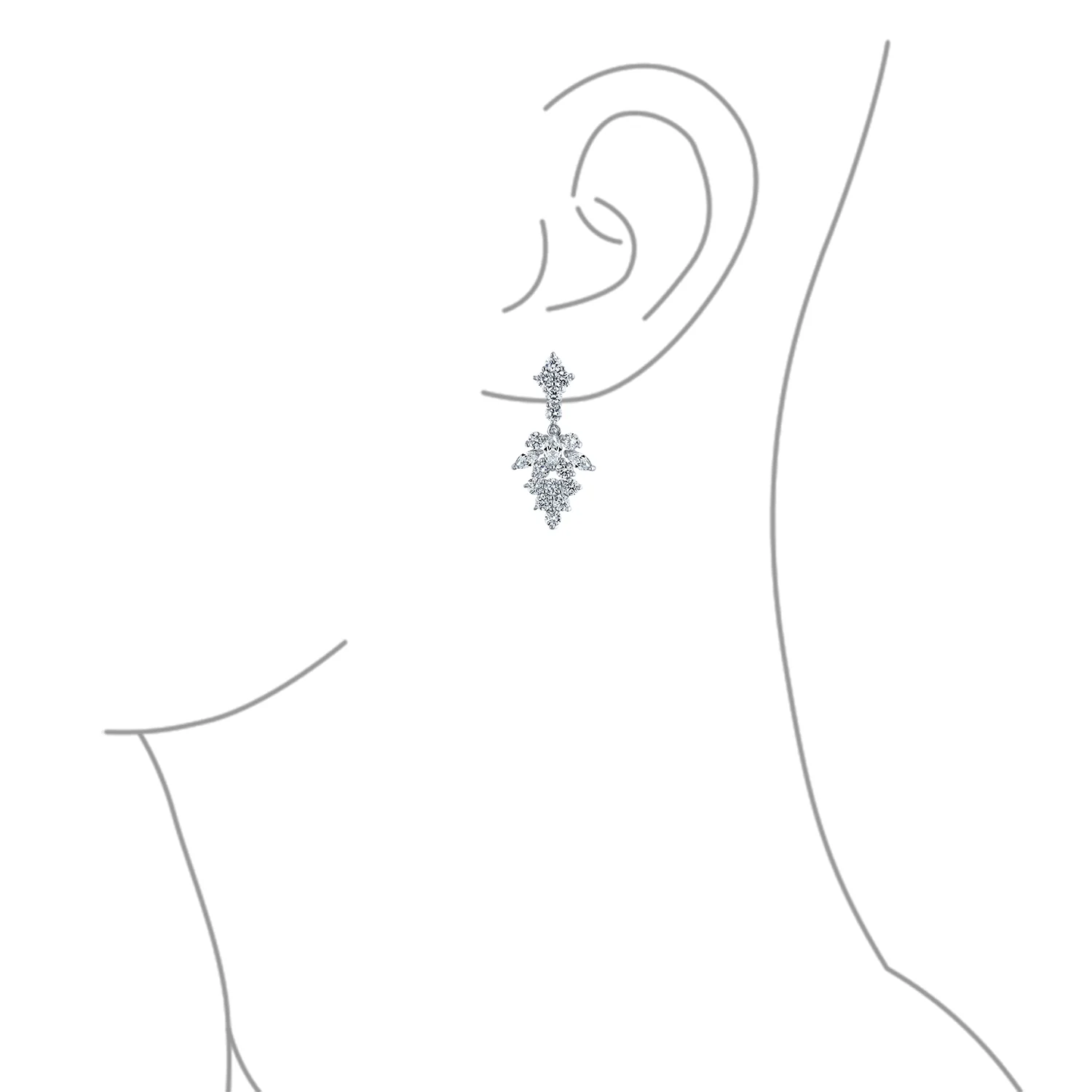 Vintage Style Marquise Leaf Cubic Zirconia CZ Collar Statement Necklace & Earrings Jewelry Set - Image 5