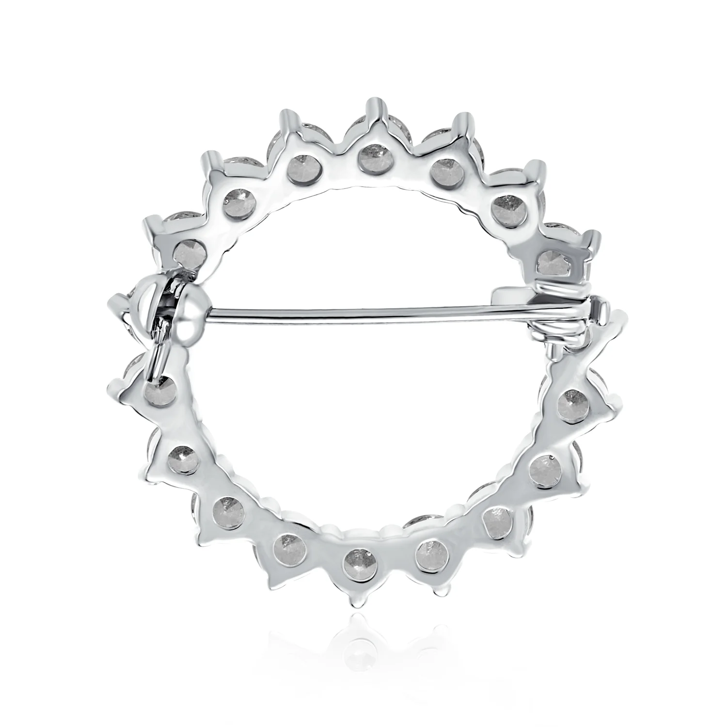 Bridal Marquise CZ Circle Brooche Pin for Wedding GoldSilver Plated Brass - Image 3