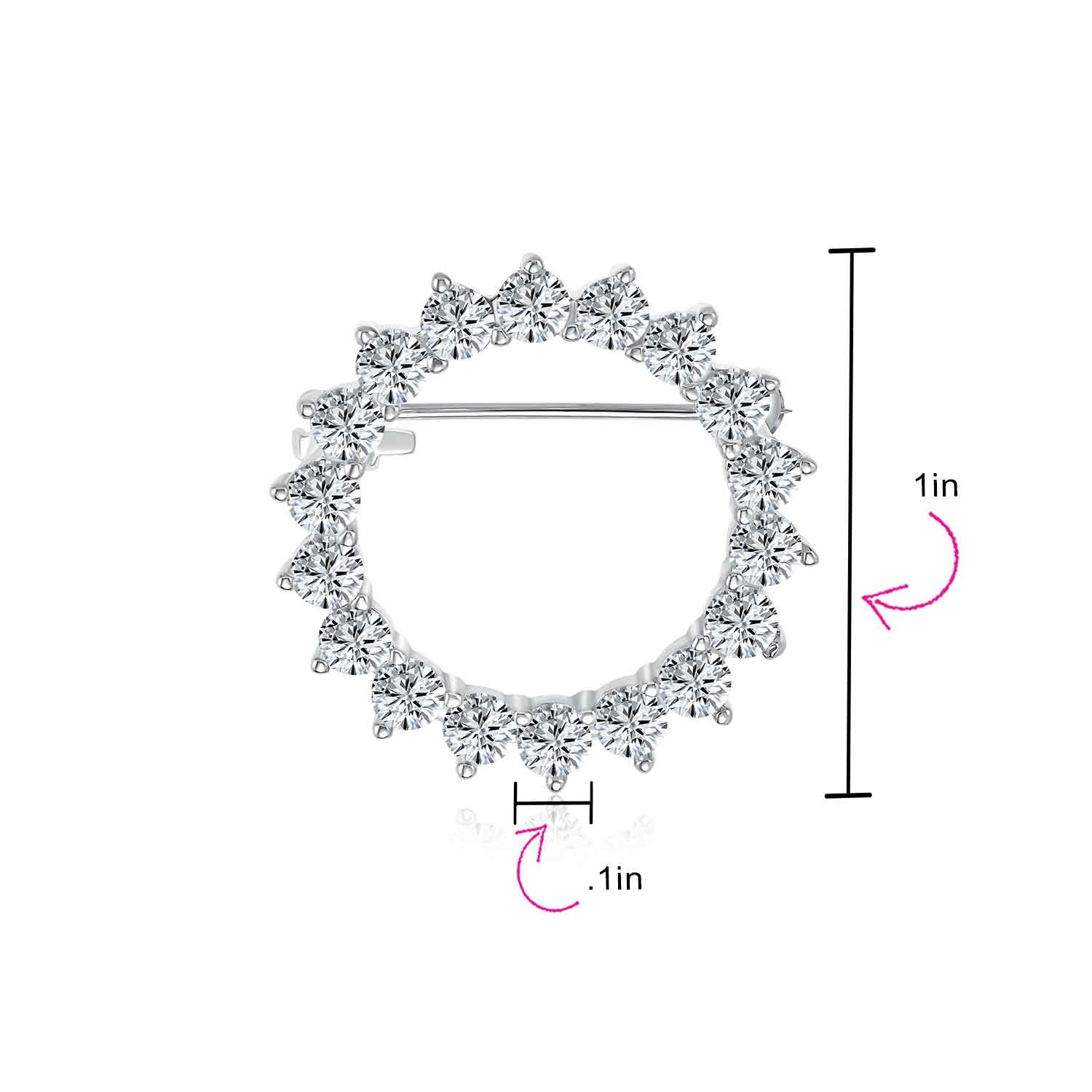 Bridal Marquise CZ Circle Brooche Pin for Wedding GoldSilver Plated Brass - Image 9