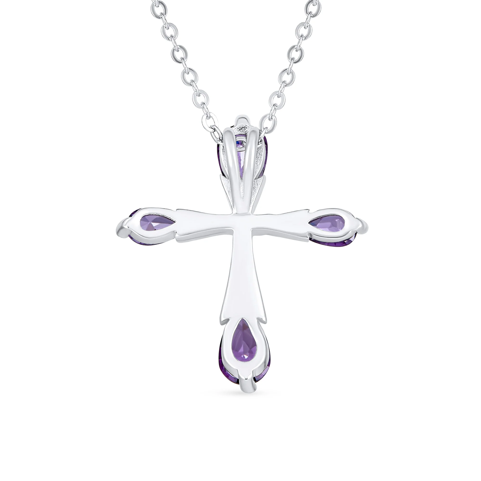 Bridal Religious CZ Teardrop Cross Necklace Pendant - Image 4