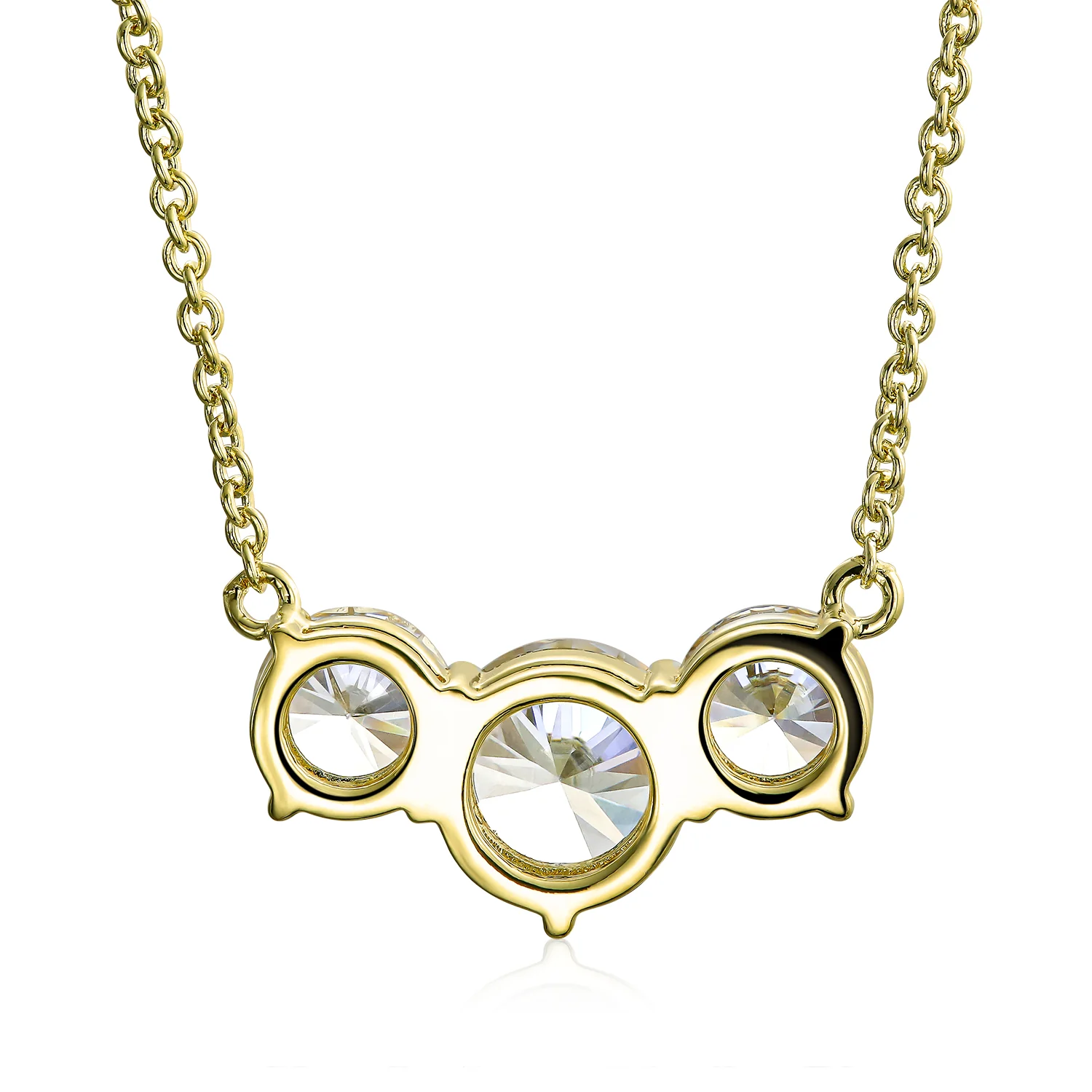 2CTW Three Stone Past Present Future Solitaire CZ Necklace - Image 3