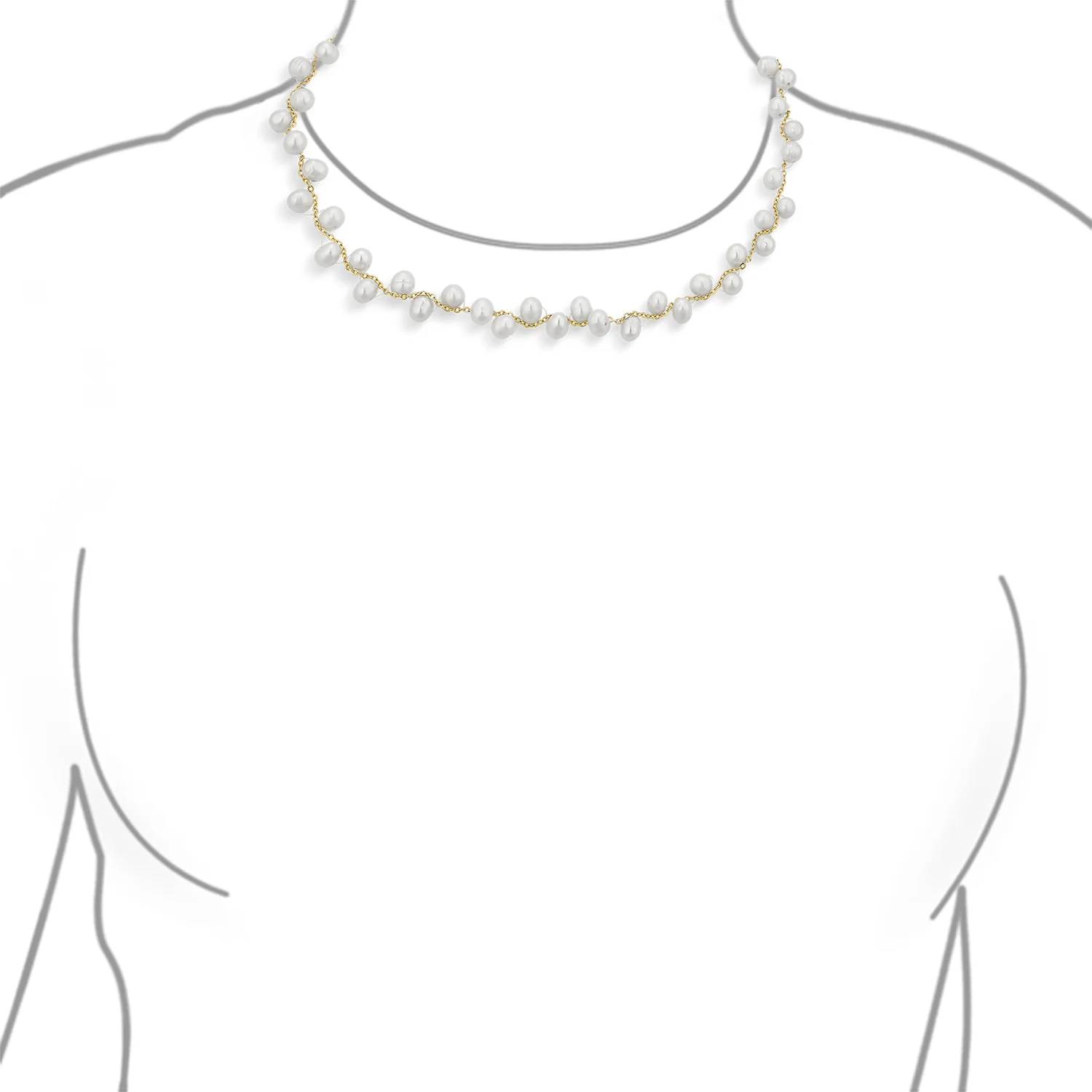 White Freshwater Cultured Baroque Pearl Strand Necklace Choker Adjustable - Image 3