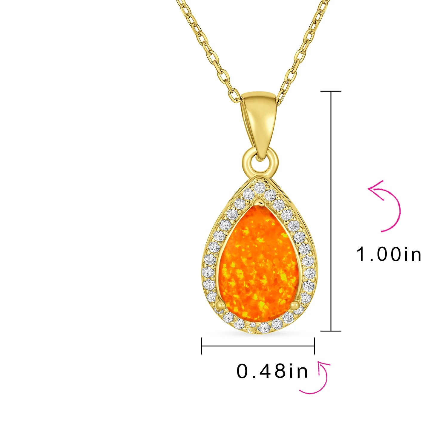 Bridal Necklace with CZ Accent and Opal Teardrop Pendant in Sterling Silver - Image 14