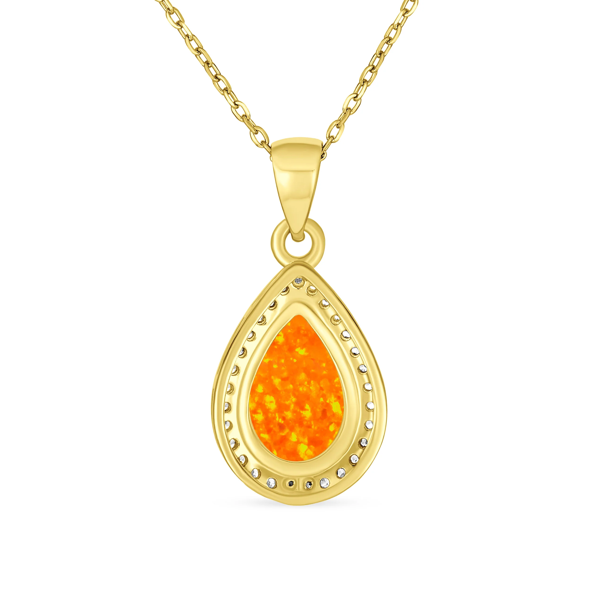 Bridal Necklace with CZ Accent and Opal Teardrop Pendant in Sterling Silver - Image 6