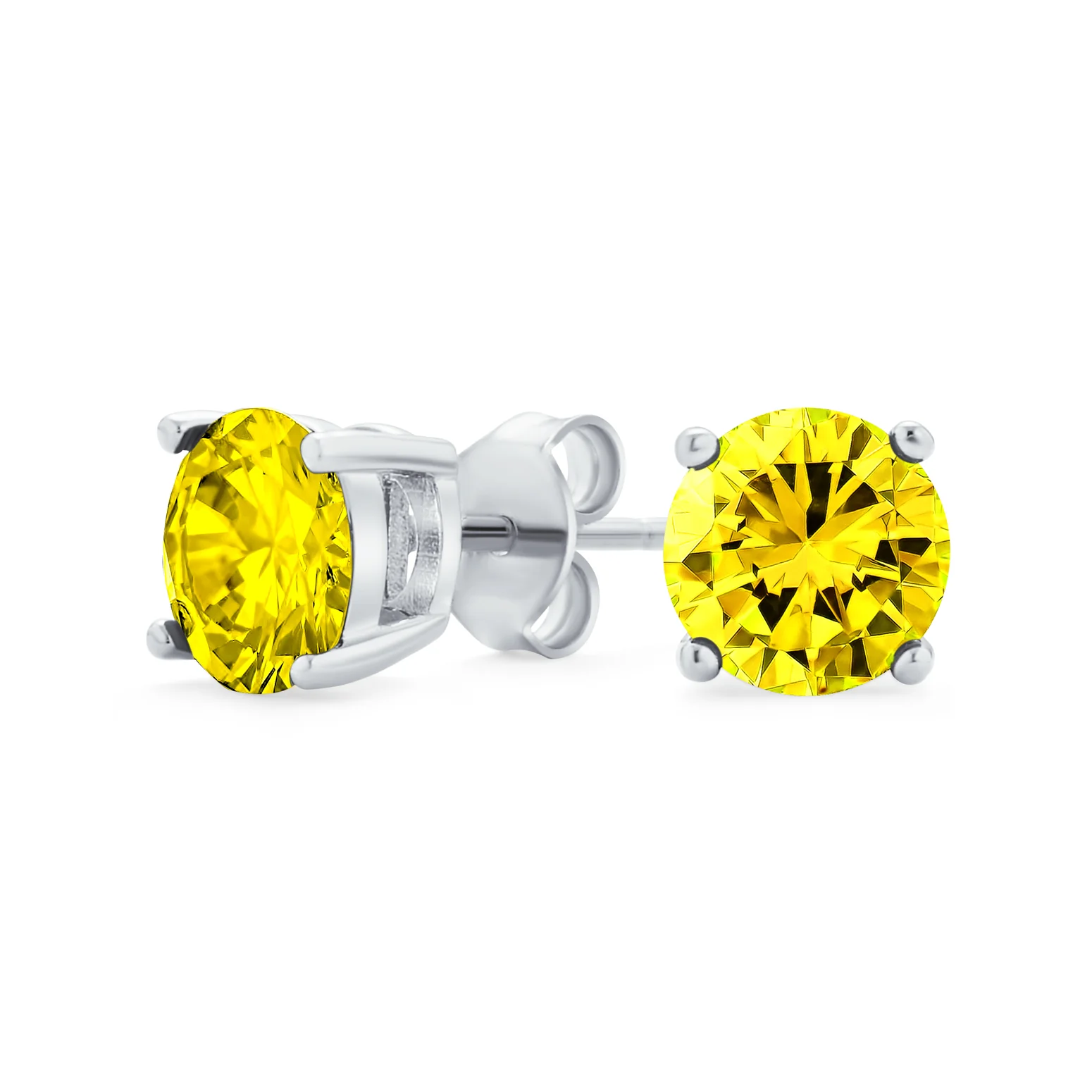 4CTW Round Yellow CZ Solitaire Stud Earrings & Pendant Necklace Set .925 Sterling Silver - Image 25