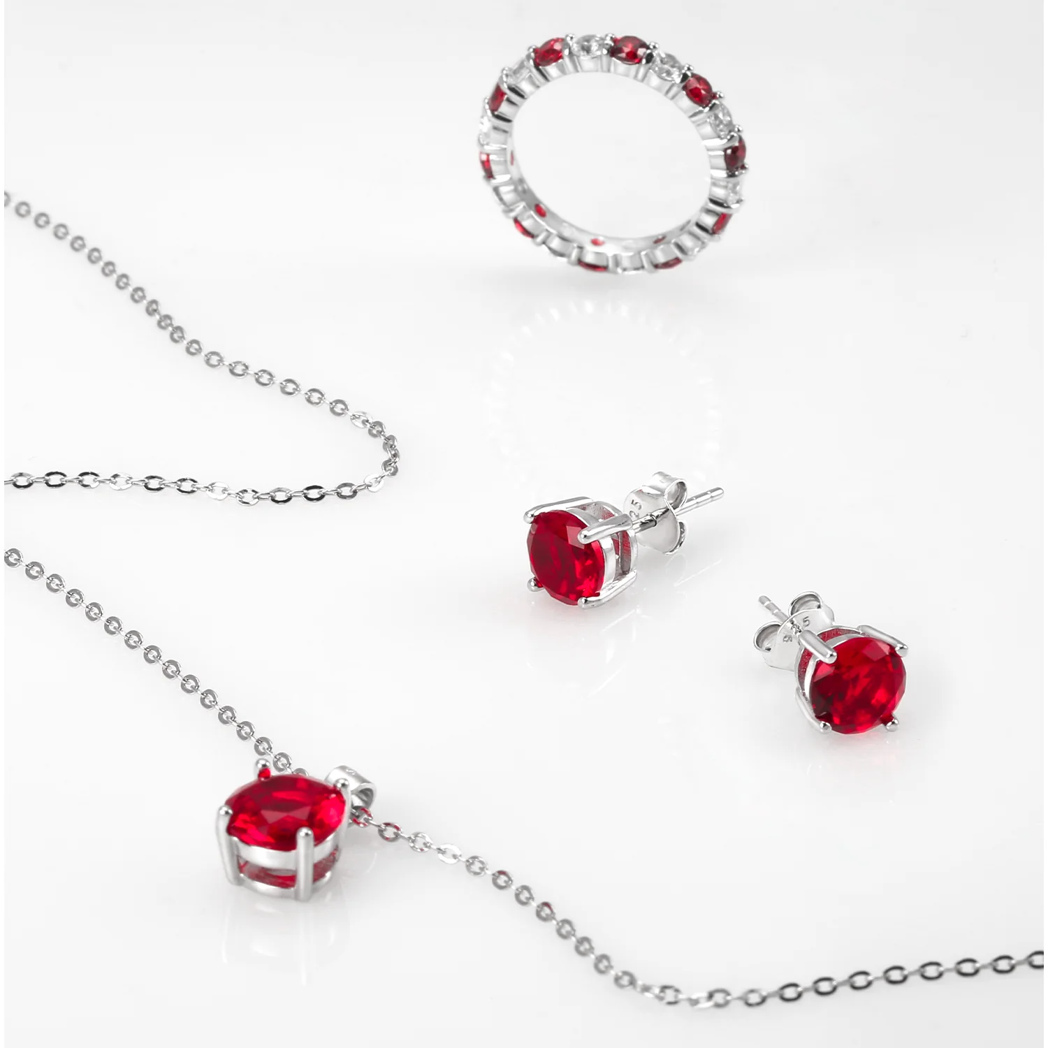 4CTW Round Yellow CZ Solitaire Stud Earrings & Pendant Necklace Set .925 Sterling Silver - Image 47