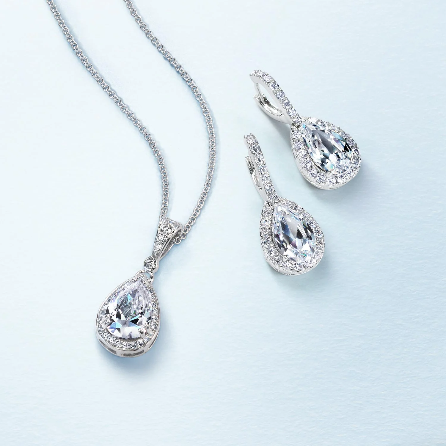 Traditional Bridal CZ Teardrop Solitaire Pendant Necklace Cubic Zirconia .925 Sterling Silver - Image 5