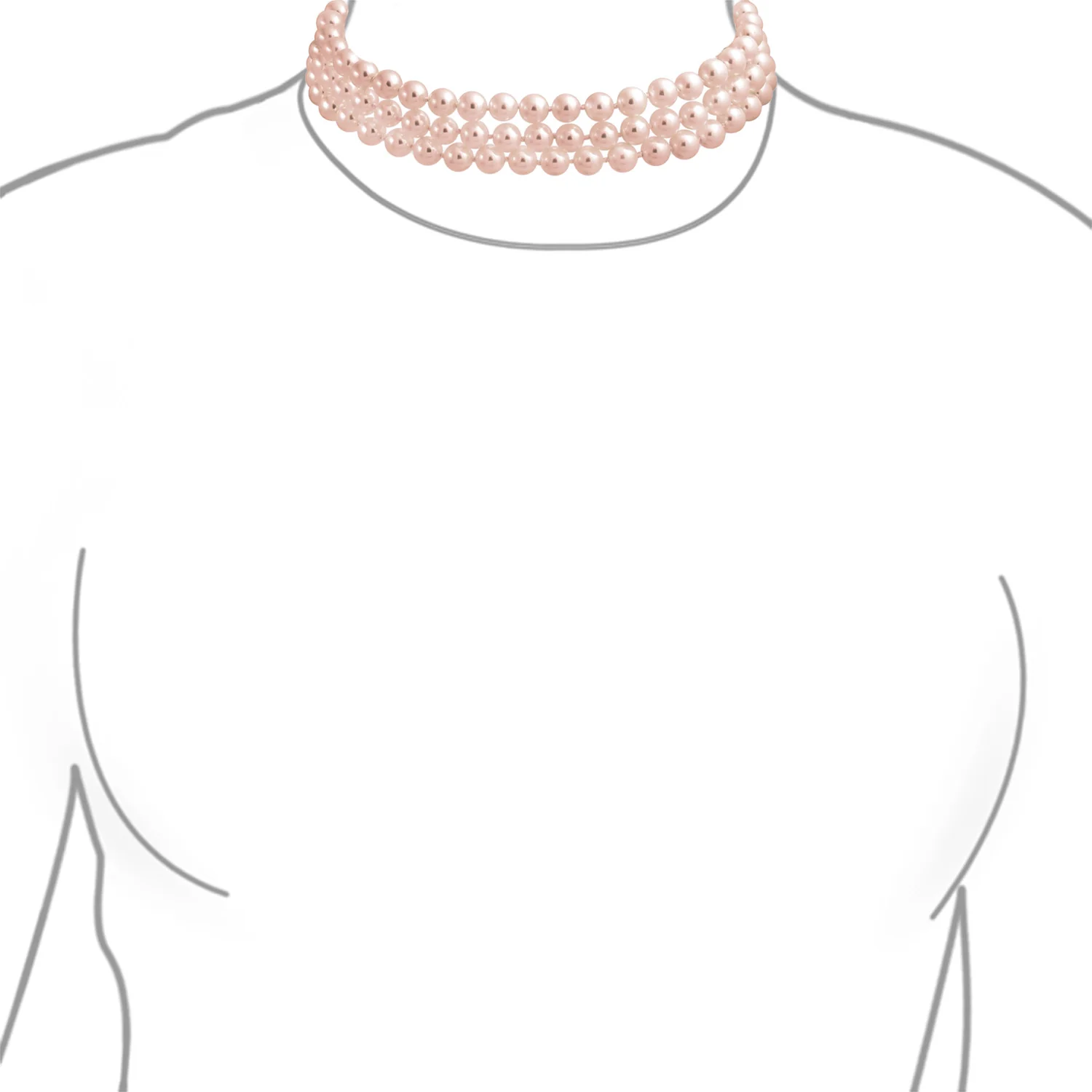 Bridal 3 Strand Wide Faux White Pearl Statement Choker Necklace - Image 9