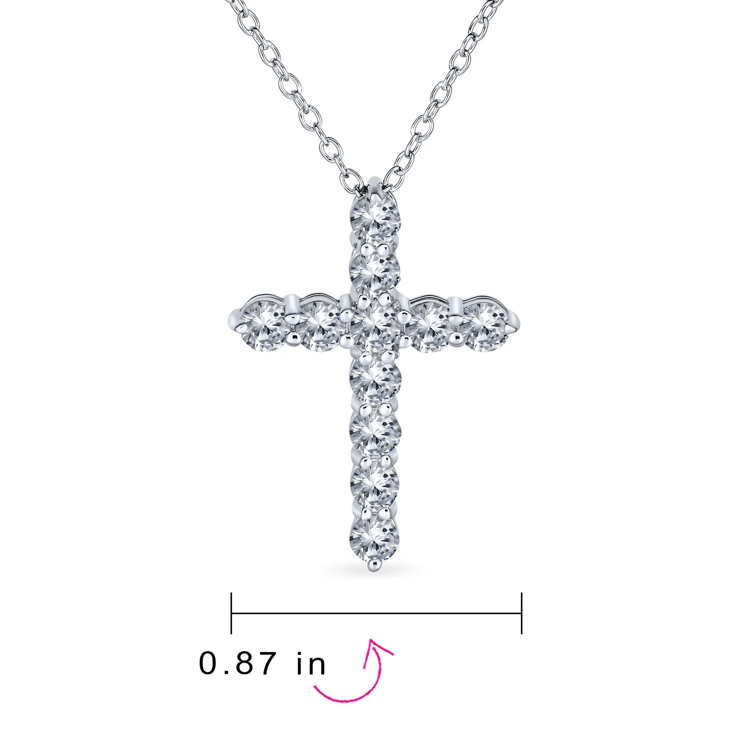 Bridal Necklace Minimalist Sterling Silver Cross Pendant with Cubic Zirconia - Image 4