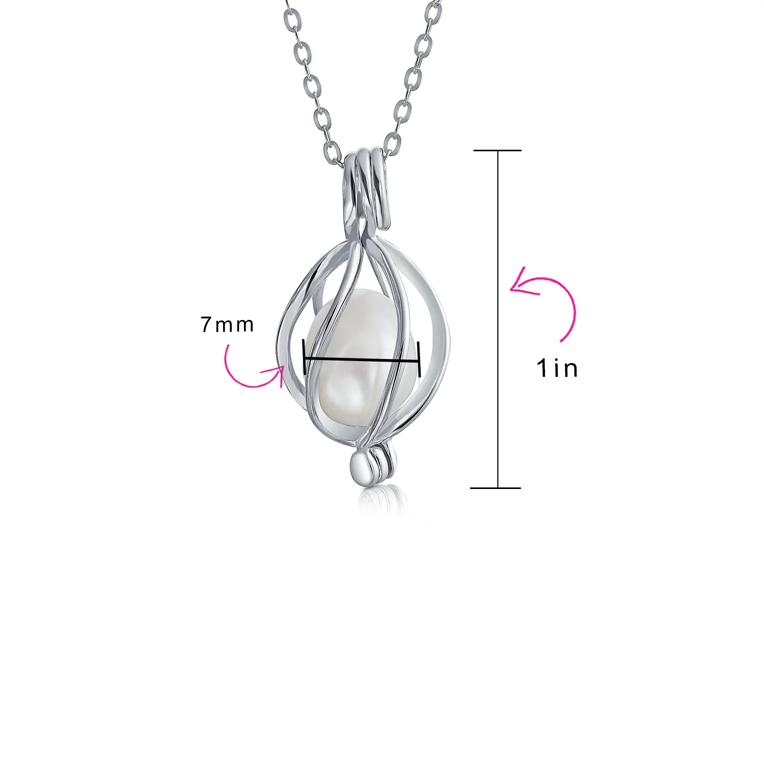 Bridal Necklace Teardrop Pearl Birdcage Pendant in Sterling Silver for Weddings - Image 3