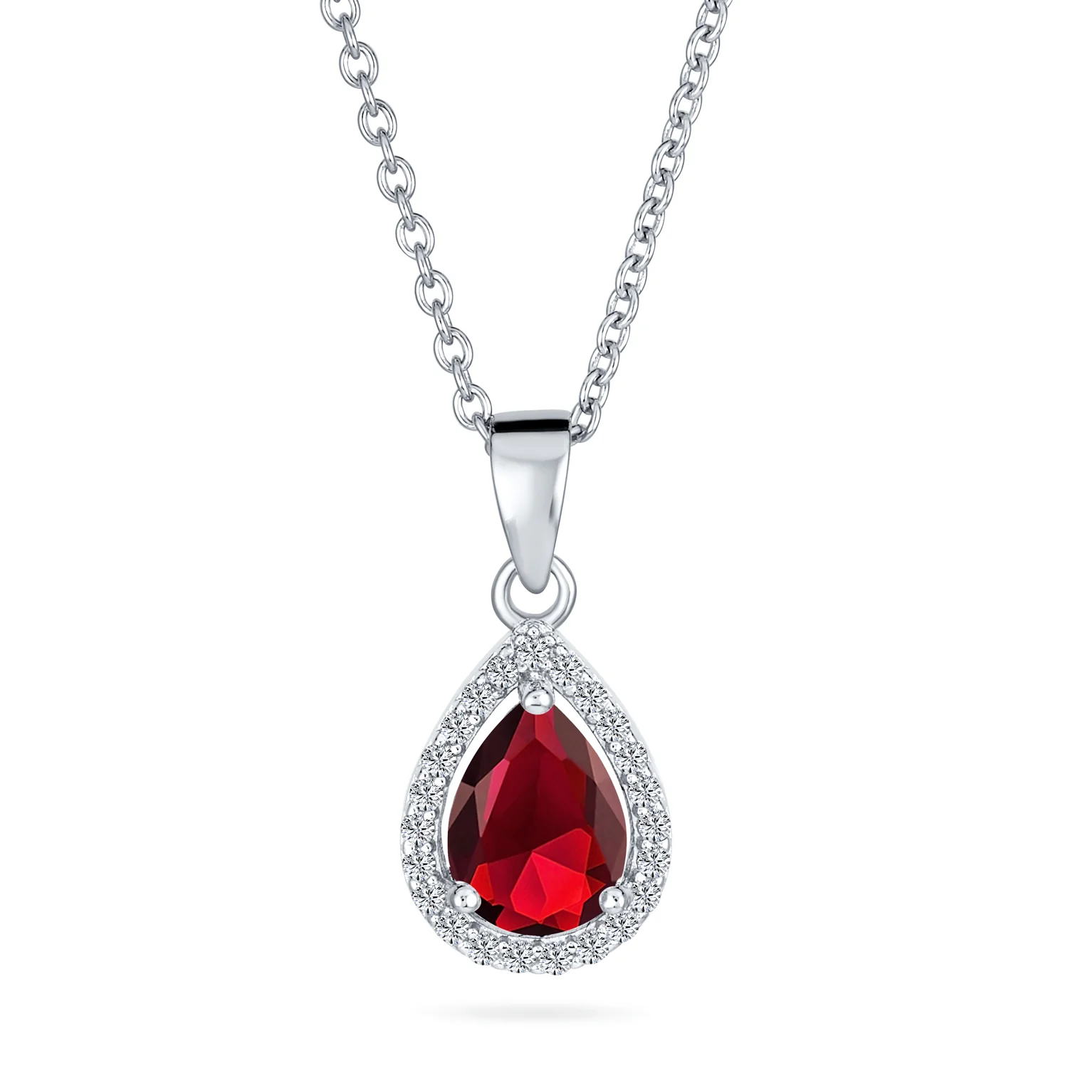 5CT Solitaire Teardrop Halo Sapphire Blue CZ Pendant Necklace Silver Plated - Image 5