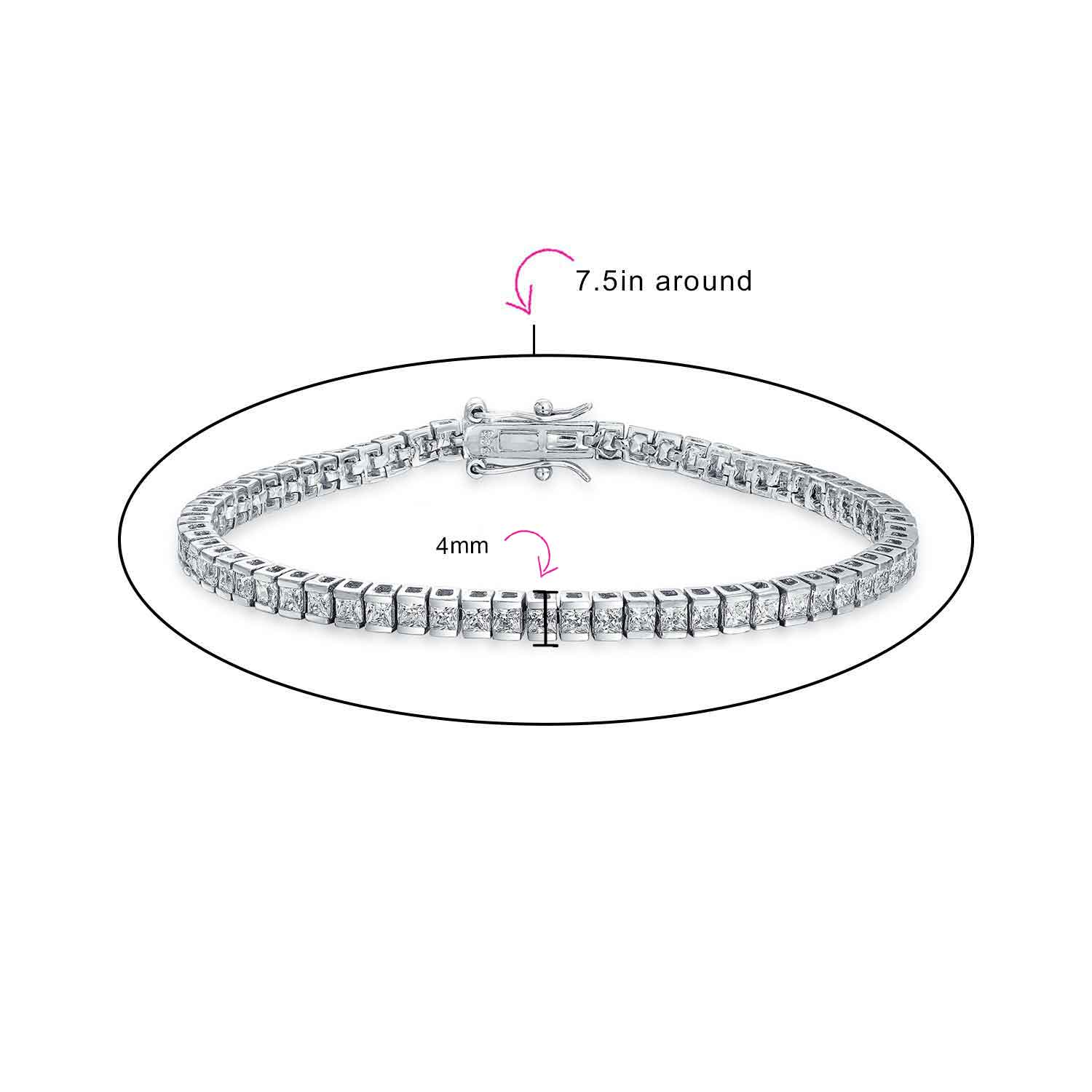 Bridal 10CT Princess Cut CZ Tennis Bracelet in Silver - Image 5