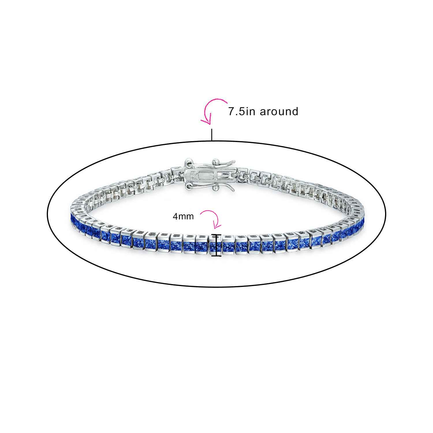 Bridal 10CT Princess Cut CZ Tennis Bracelet in Silver - Image 8