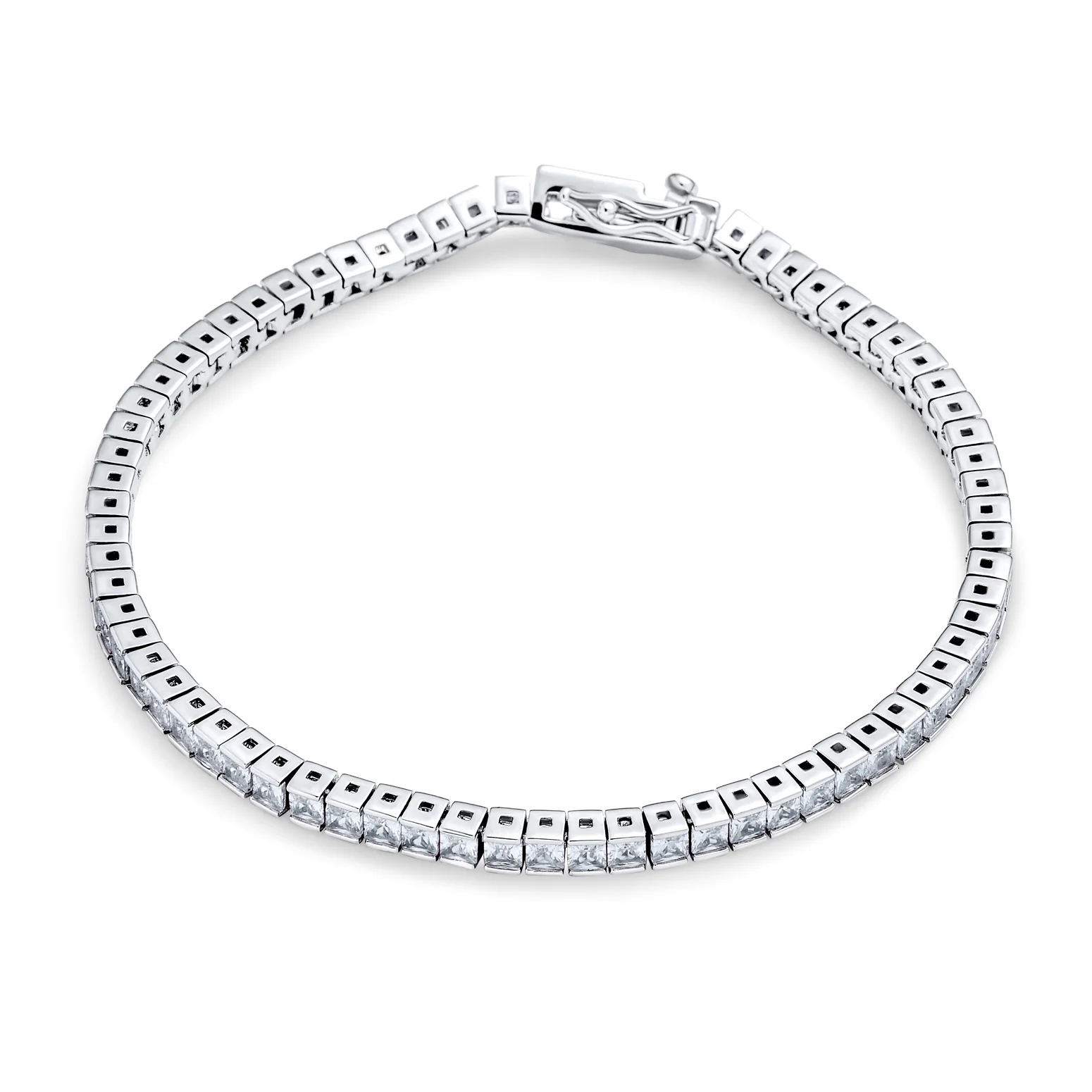 Bridal 10CT Princess Cut CZ Tennis Bracelet in Silver - Image 9