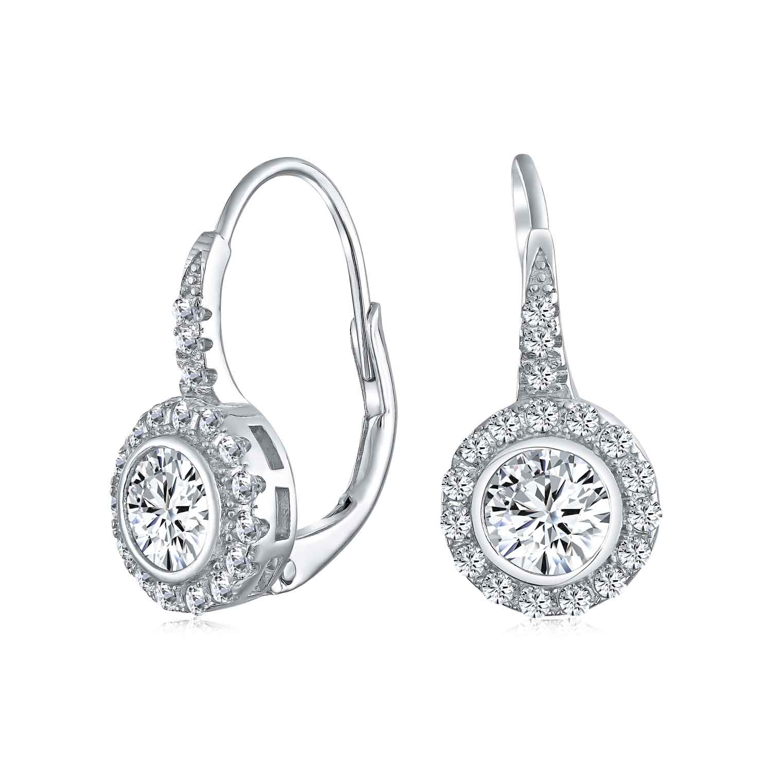 Bridal Prom CZ Rose Flower Bracelet & Rosette Drop Earrings Jewelry Set - Image 5