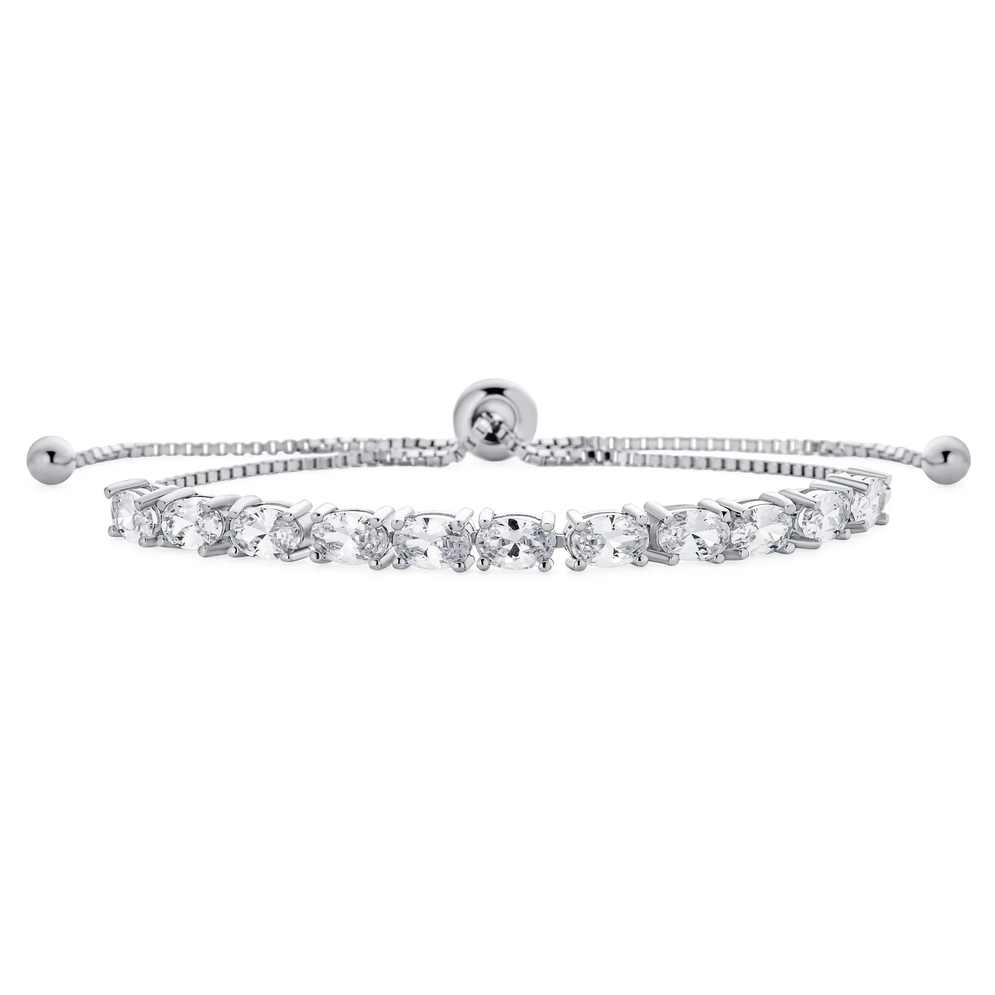 Bridal Prom Oval CZ Bolo Tennis Bracelet & Halo Stud Earrings Jewelry Set - Image 3