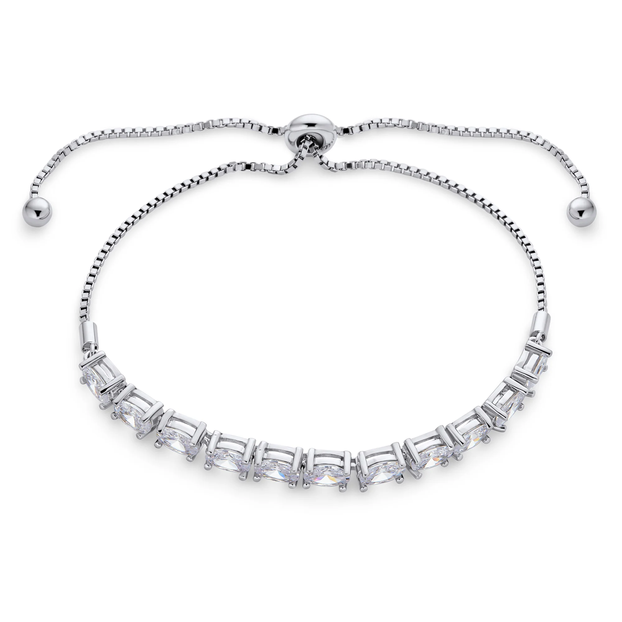 Bridal Prom Oval CZ Bolo Tennis Bracelet & Halo Stud Earrings Jewelry Set - Image 4