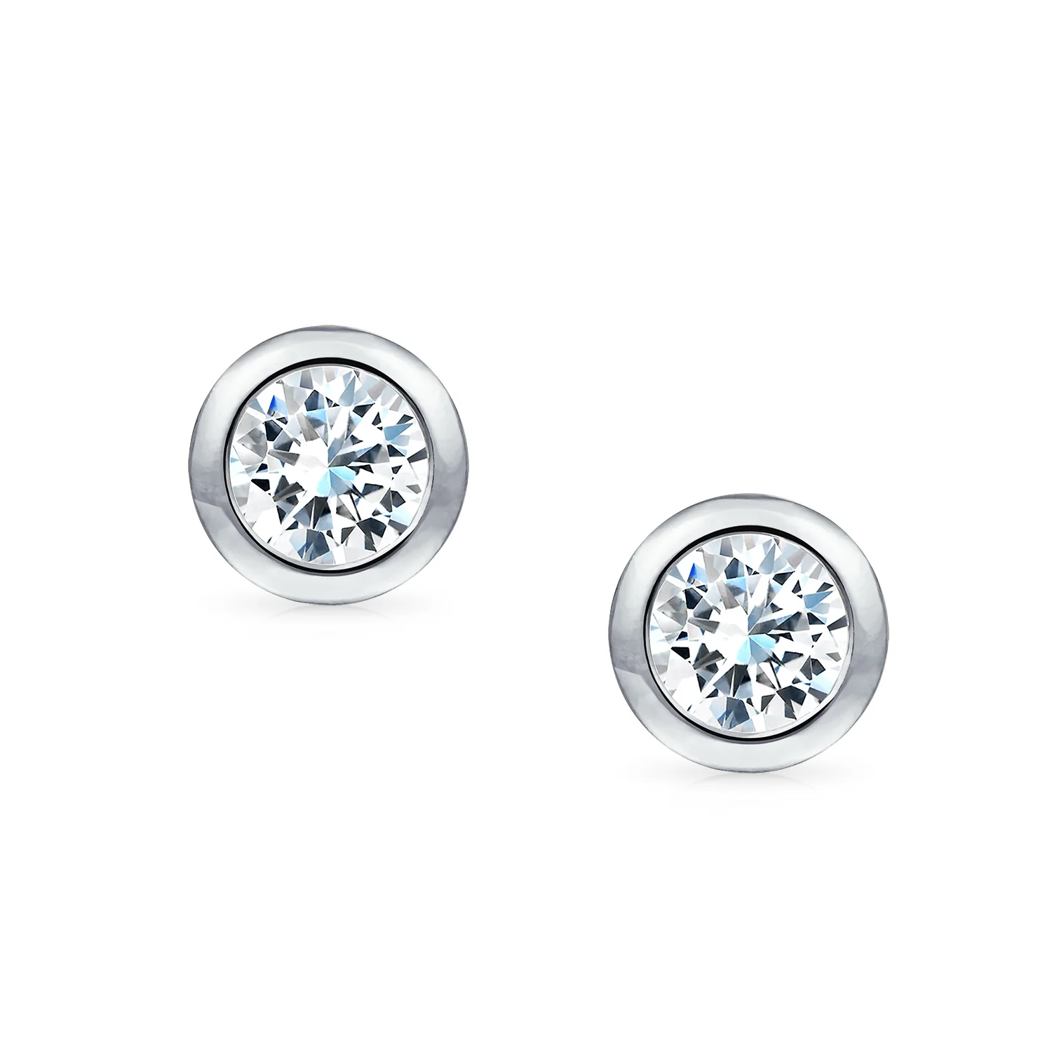 Bridal Prom Round CZ Tennis Bolo Bracelet & Solitaire Stud Earrings Jewelry Set - Image 6