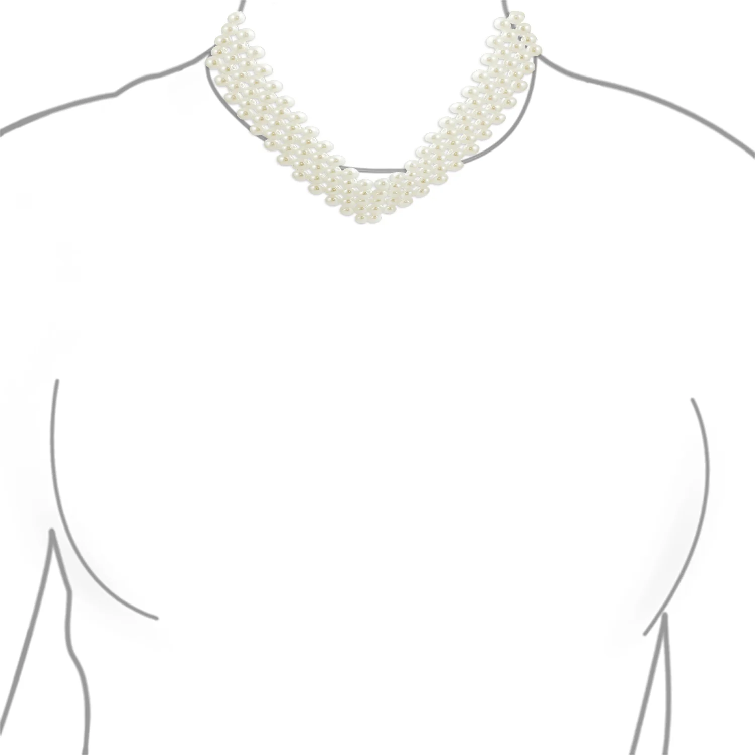 Plain Statement Fashion White Simulated Pearl Collar Bib V Necklace Prom - Image 3
