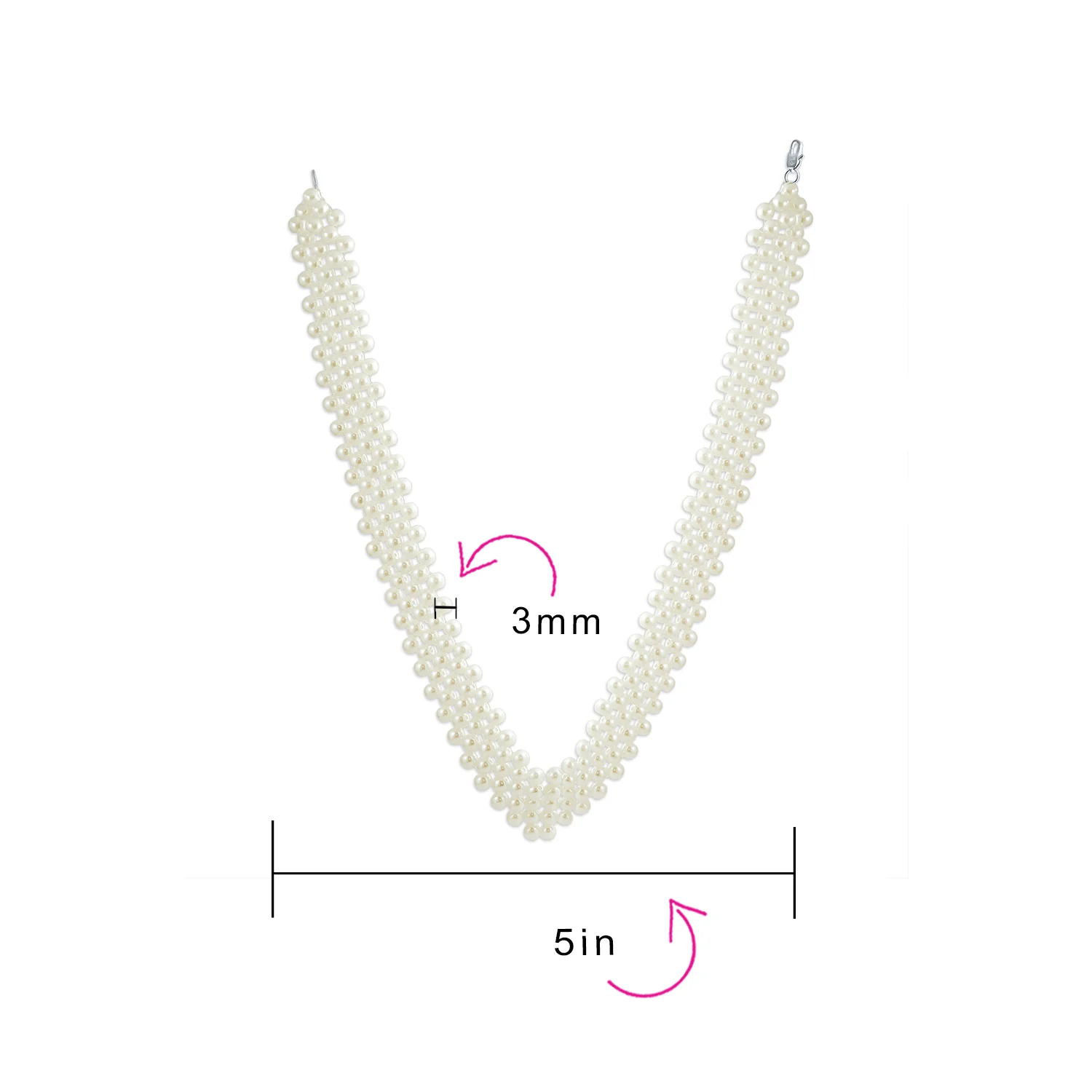 Plain Statement Fashion White Simulated Pearl Collar Bib V Necklace Prom - Image 4