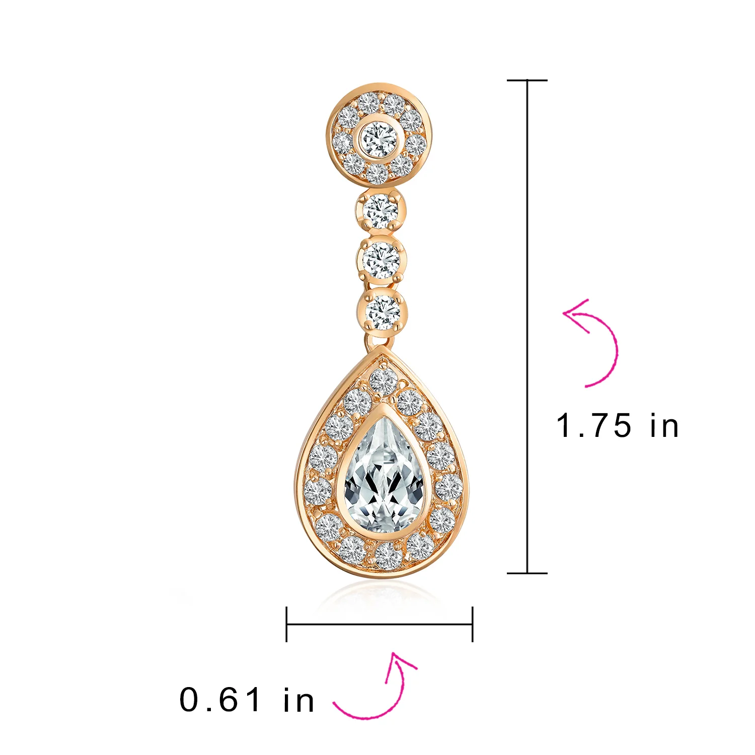 Art Deco Style Cubic Zirconia CZ Statement Teardrop Chandelier Clip On Dangle Earrings - Image 12