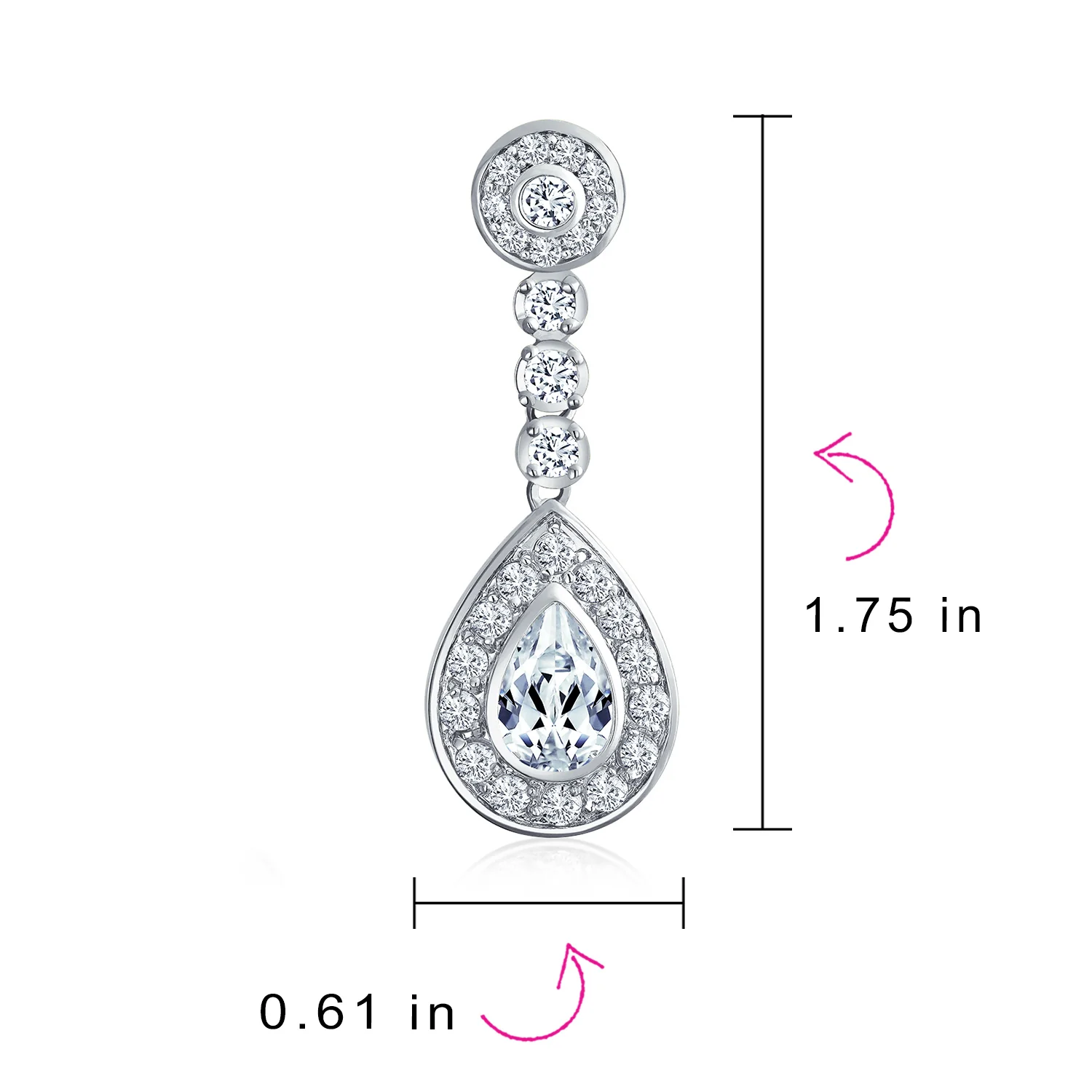 Art Deco Style Cubic Zirconia CZ Statement Teardrop Chandelier Clip On Dangle Earrings - Image 13