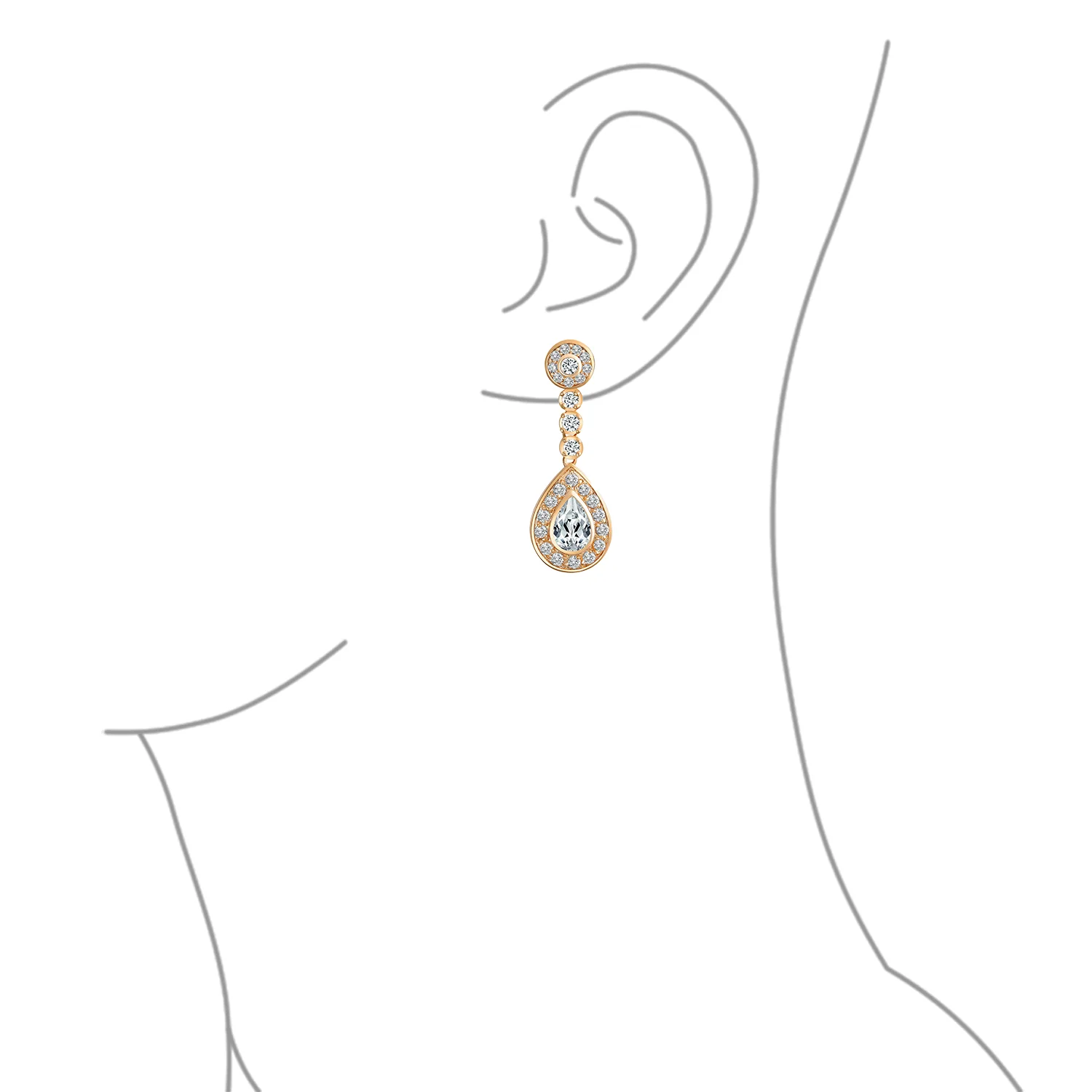 Art Deco Style Cubic Zirconia CZ Statement Teardrop Chandelier Clip On Dangle Earrings - Image 9