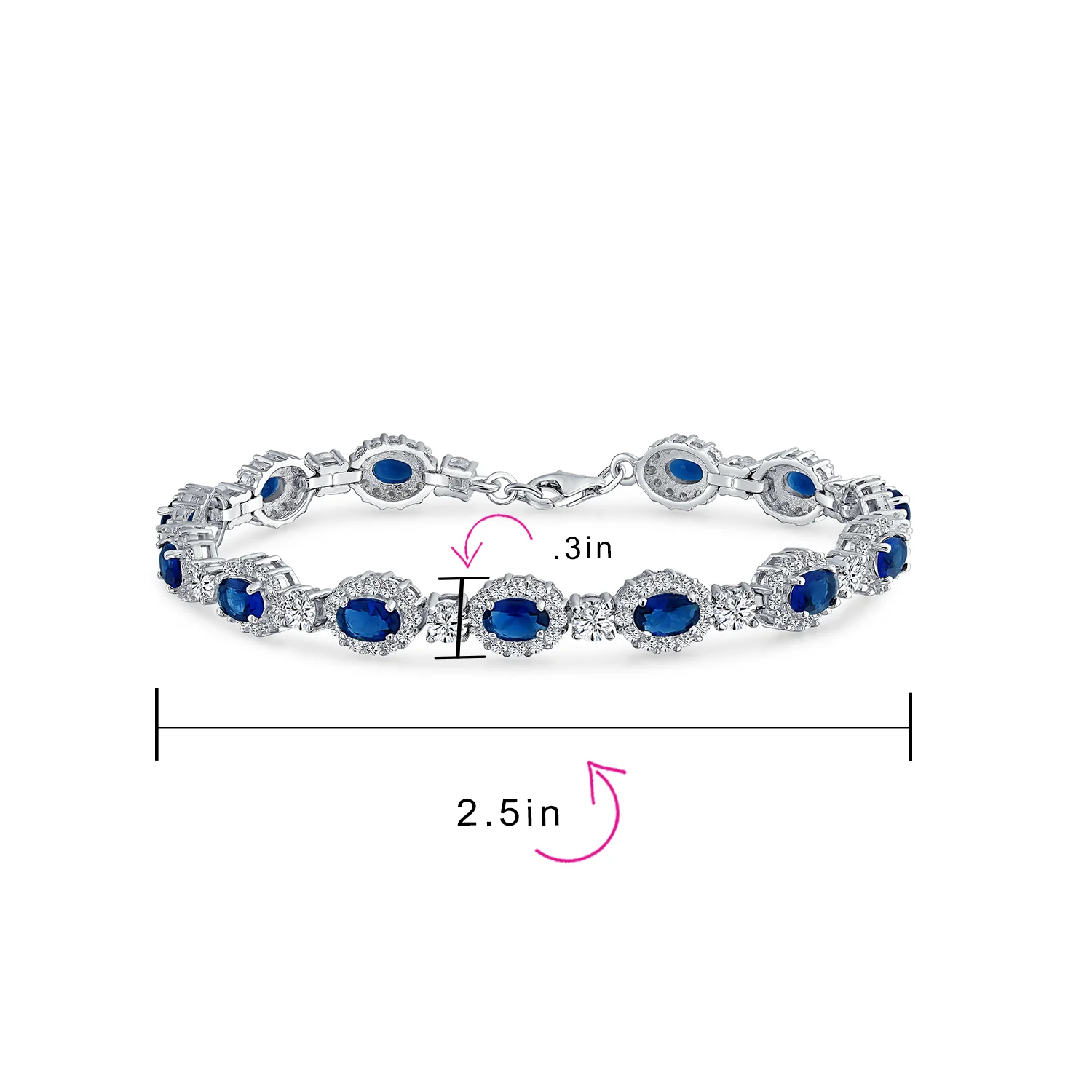 Bridal Tennis Bracelet Oval CZ Simulated Blue Sapphire - Image 3