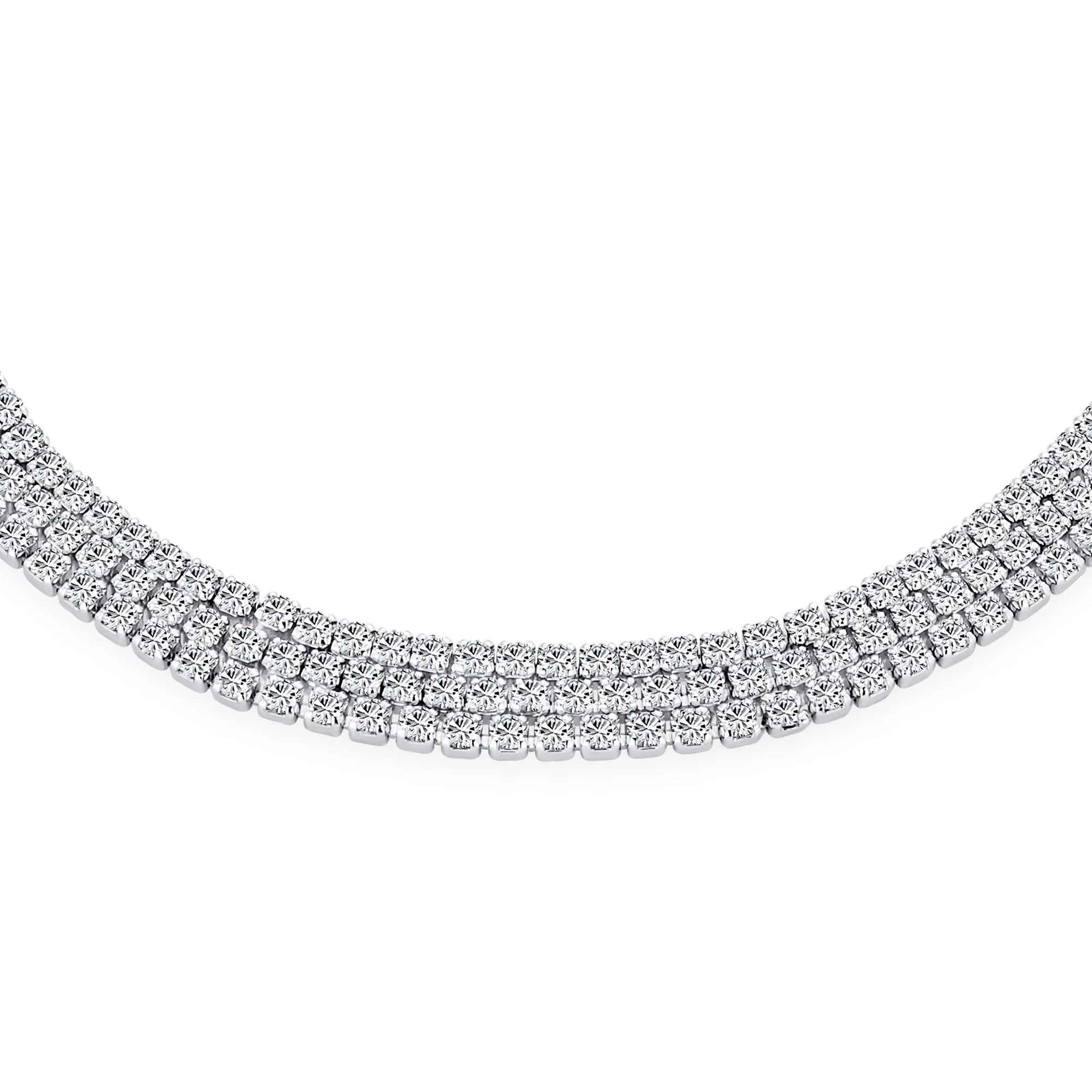 Bridal Triple Row CZ Slide Bolo Tennis Bracelet Silver Plated Prom Jewelry - Image 2