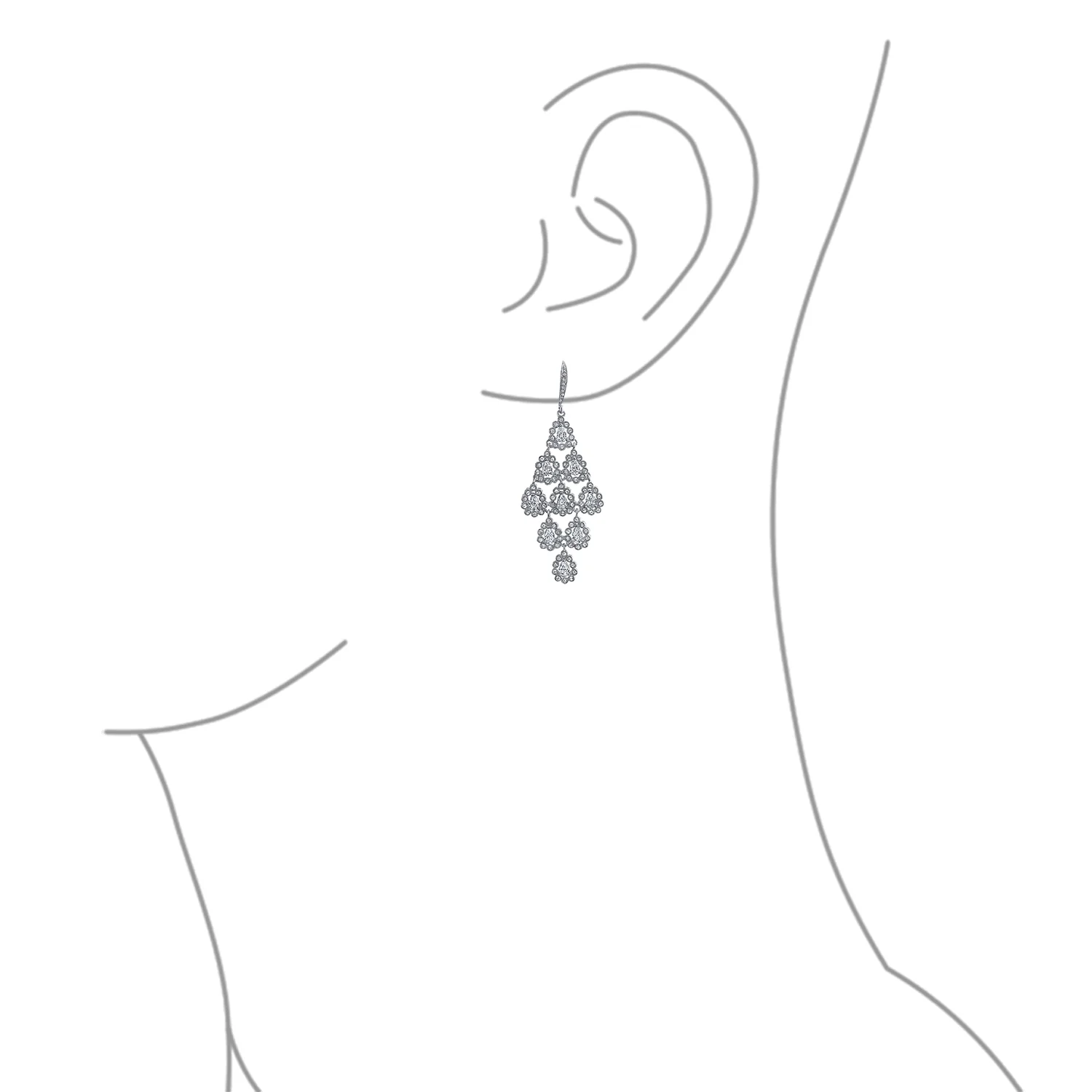 Waterfall Teardrop Statement Dangle Chandelier Earrings - Image 3