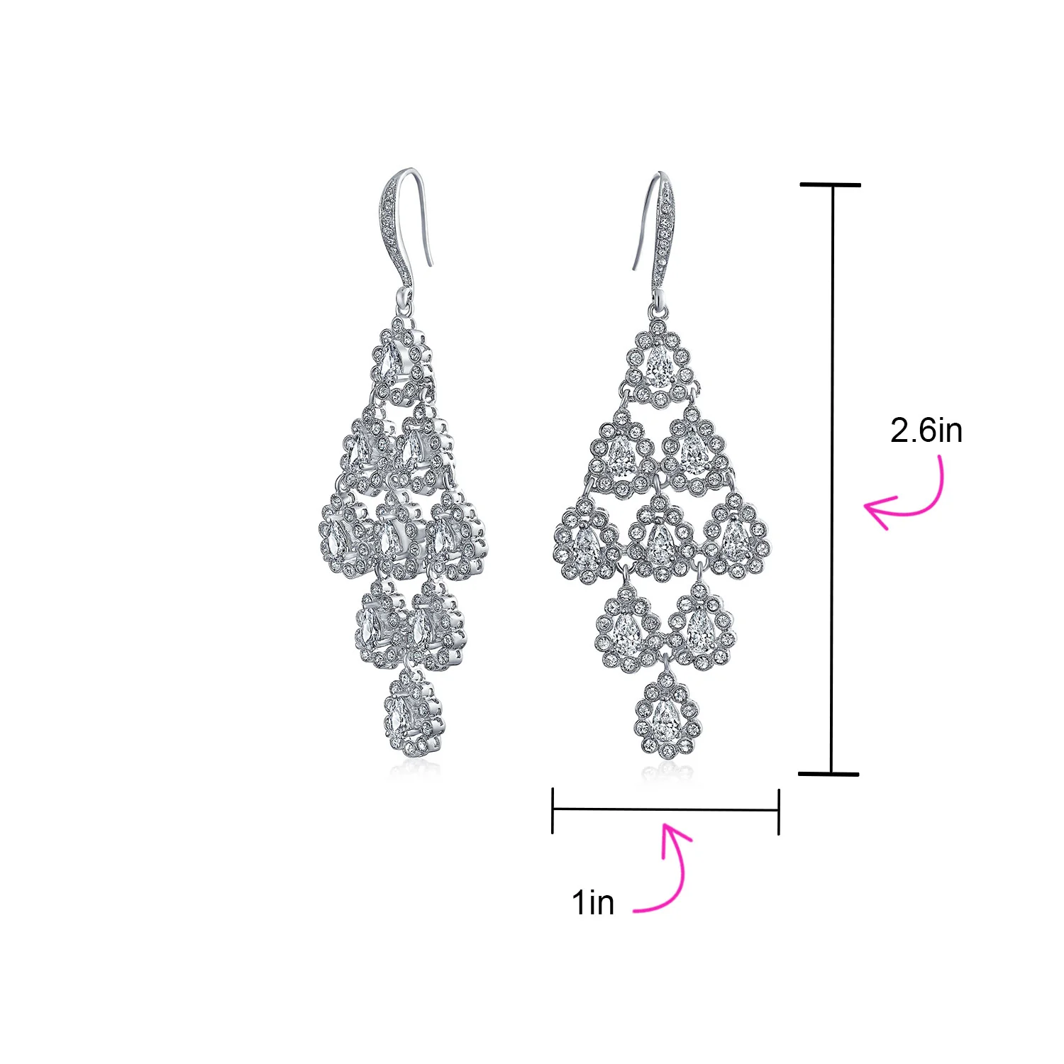 Waterfall Teardrop Statement Dangle Chandelier Earrings - Image 4