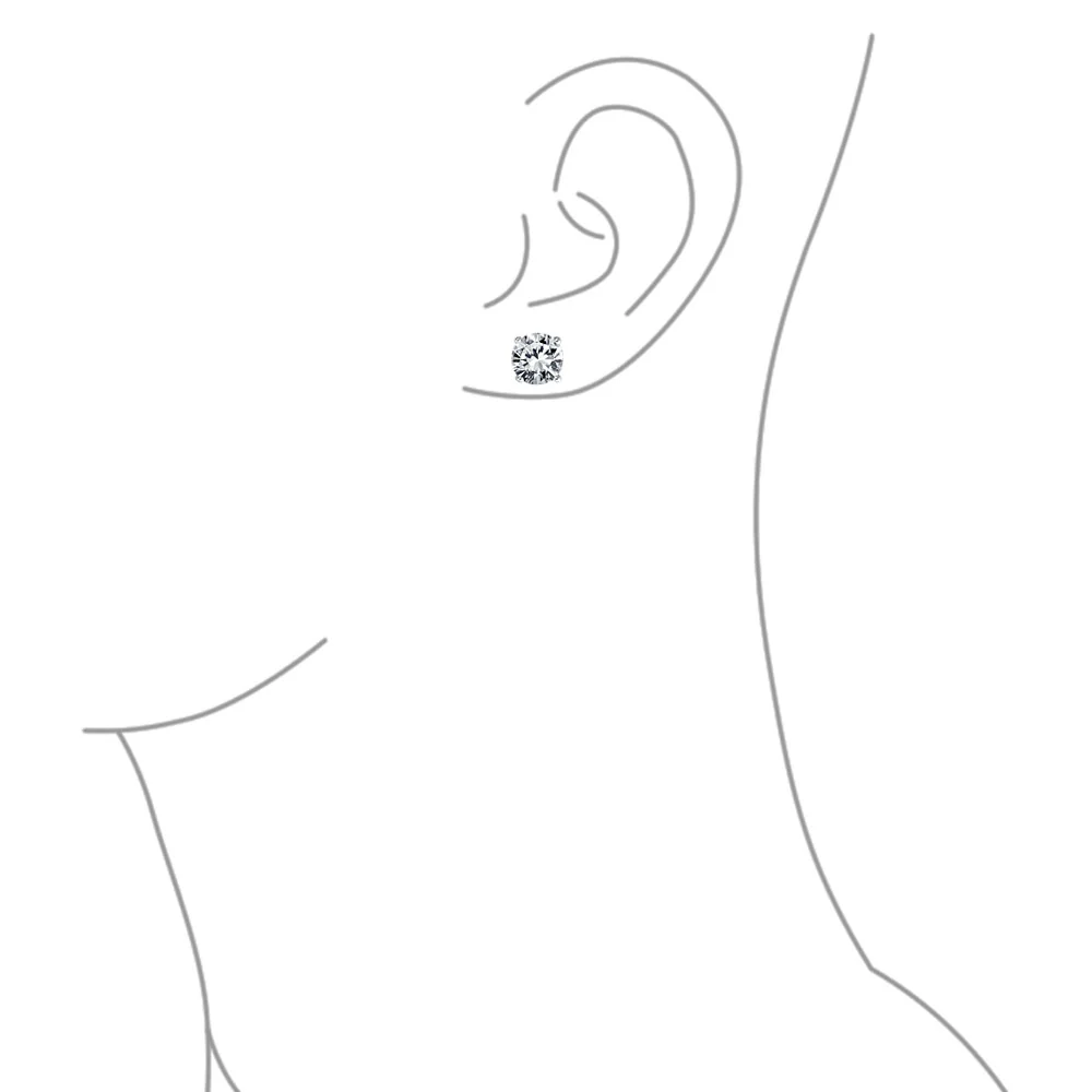 Brilliant Cut CZ Stud Earrings for Men in Sterling Silver, Sizes 5-10 MM - Image 16