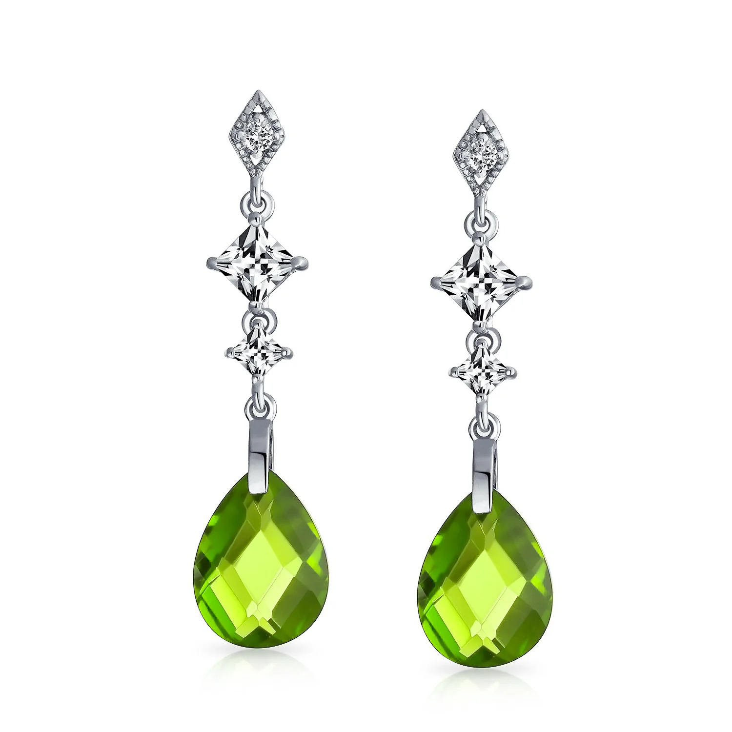 Briolette Teardrop CZ Dangle Chandelier Earrings Sterling Silver Gemstone - Image 8