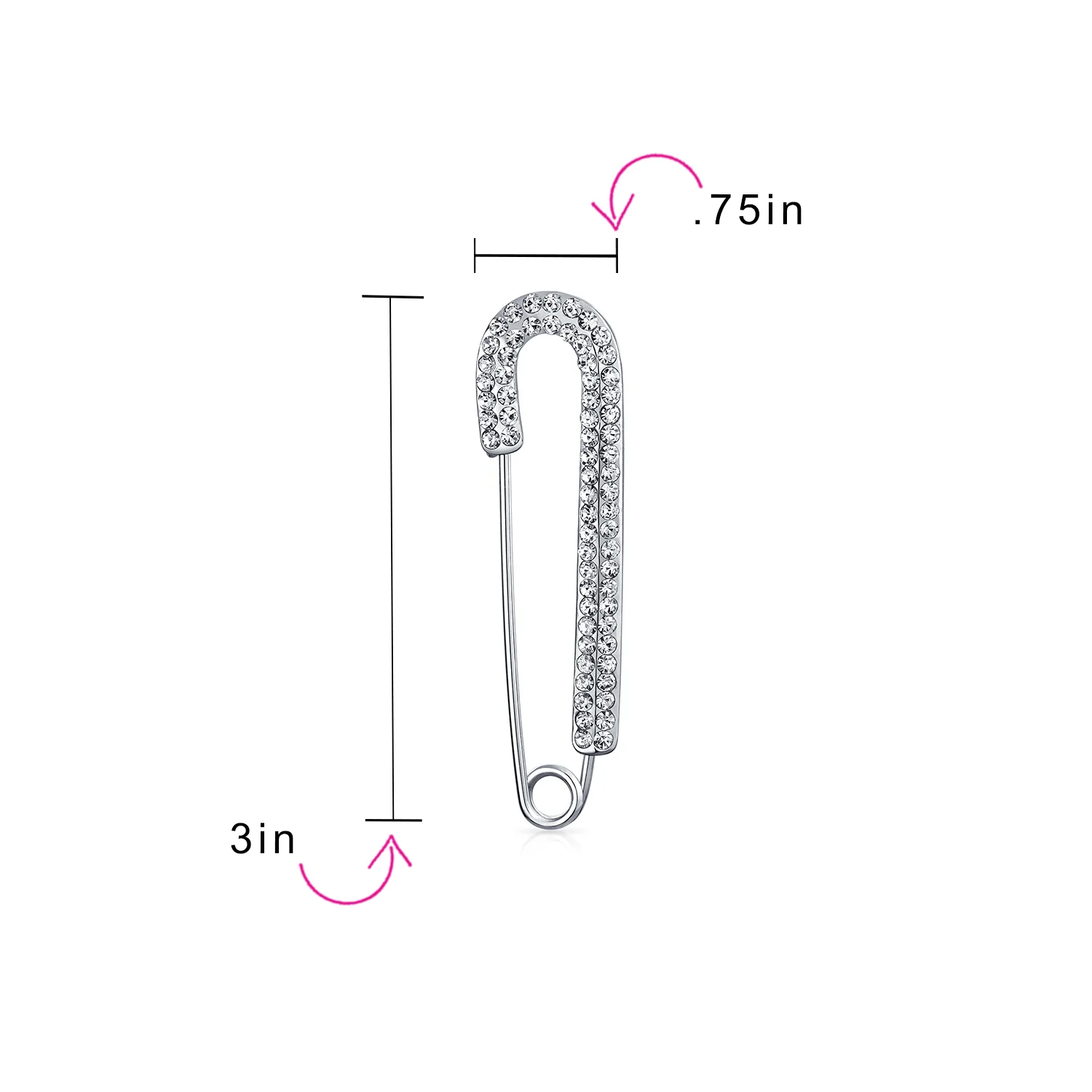 Brooche Pin Crystal Candy Cane Safety Pin GoldSilver 2 Inch - Image 4