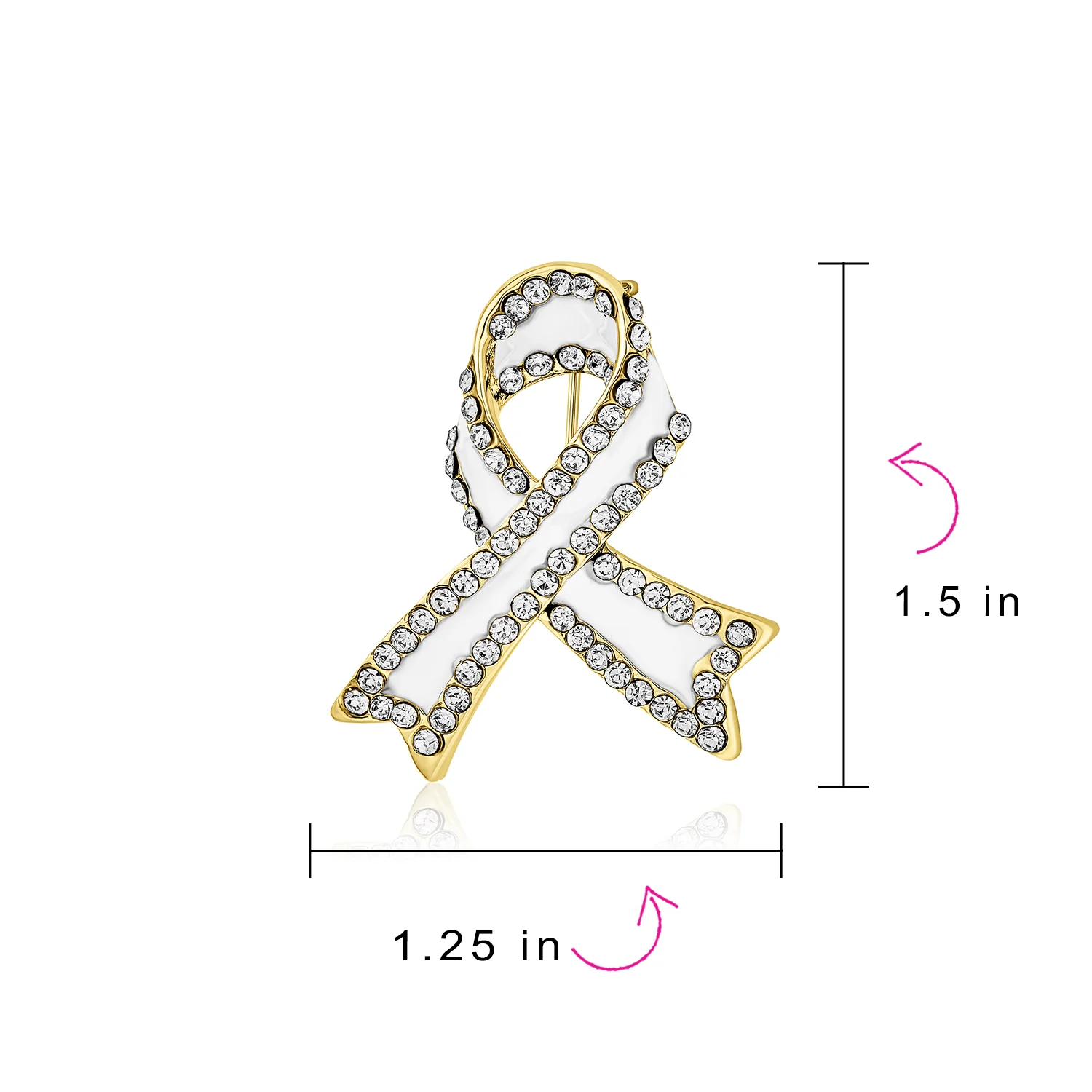 Open Heart Enamel Crystal Brooche Pin for Awareness Ribbons Silver Gold Plated - Image 11