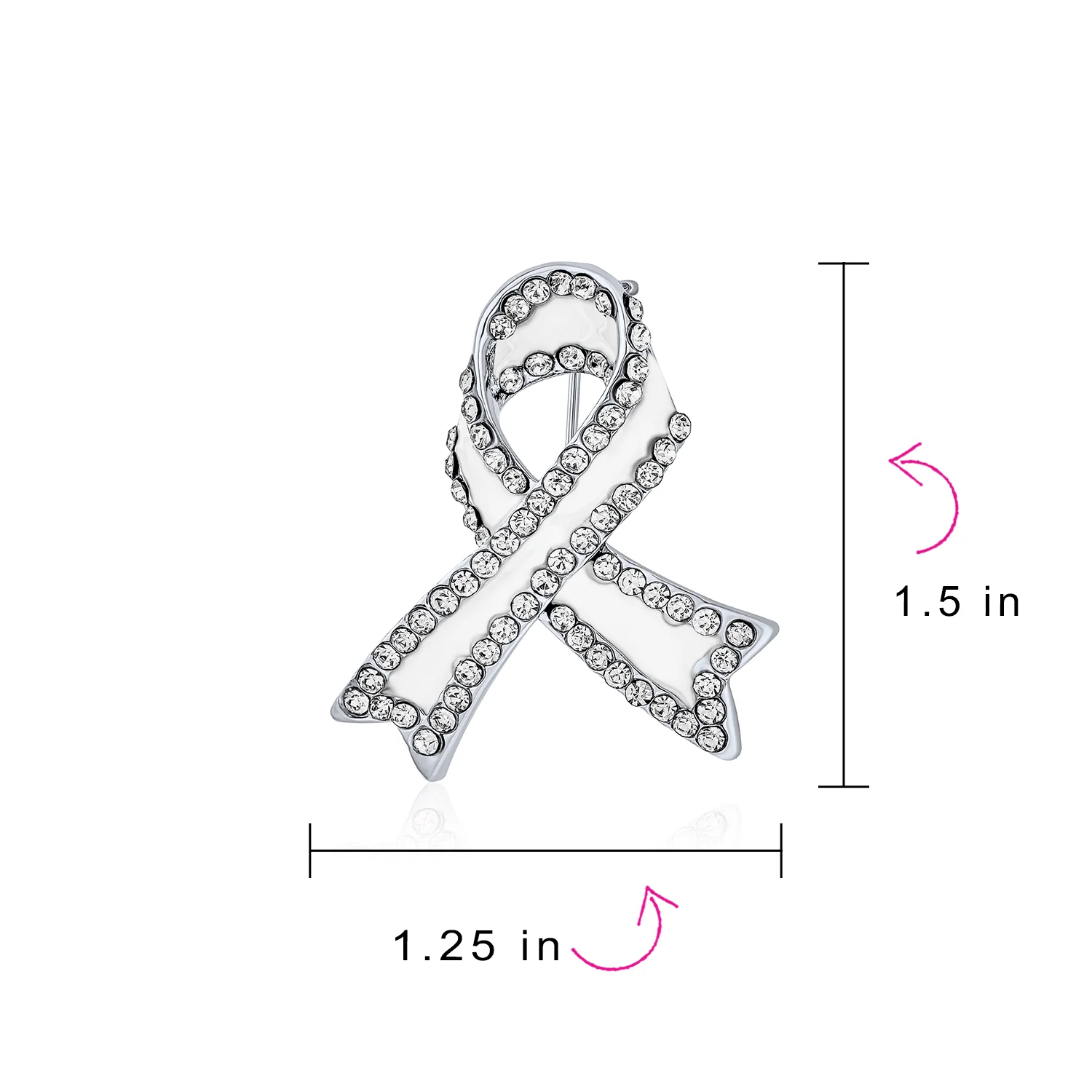 Open Heart Enamel Crystal Brooche Pin for Awareness Ribbons Silver Gold Plated - Image 12