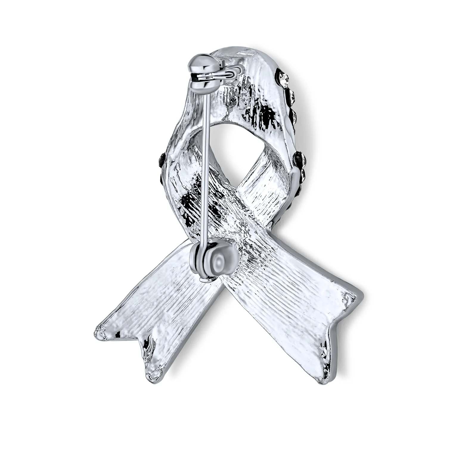 Open Heart Enamel Crystal Brooche Pin for Awareness Ribbons Silver Gold Plated - Image 6