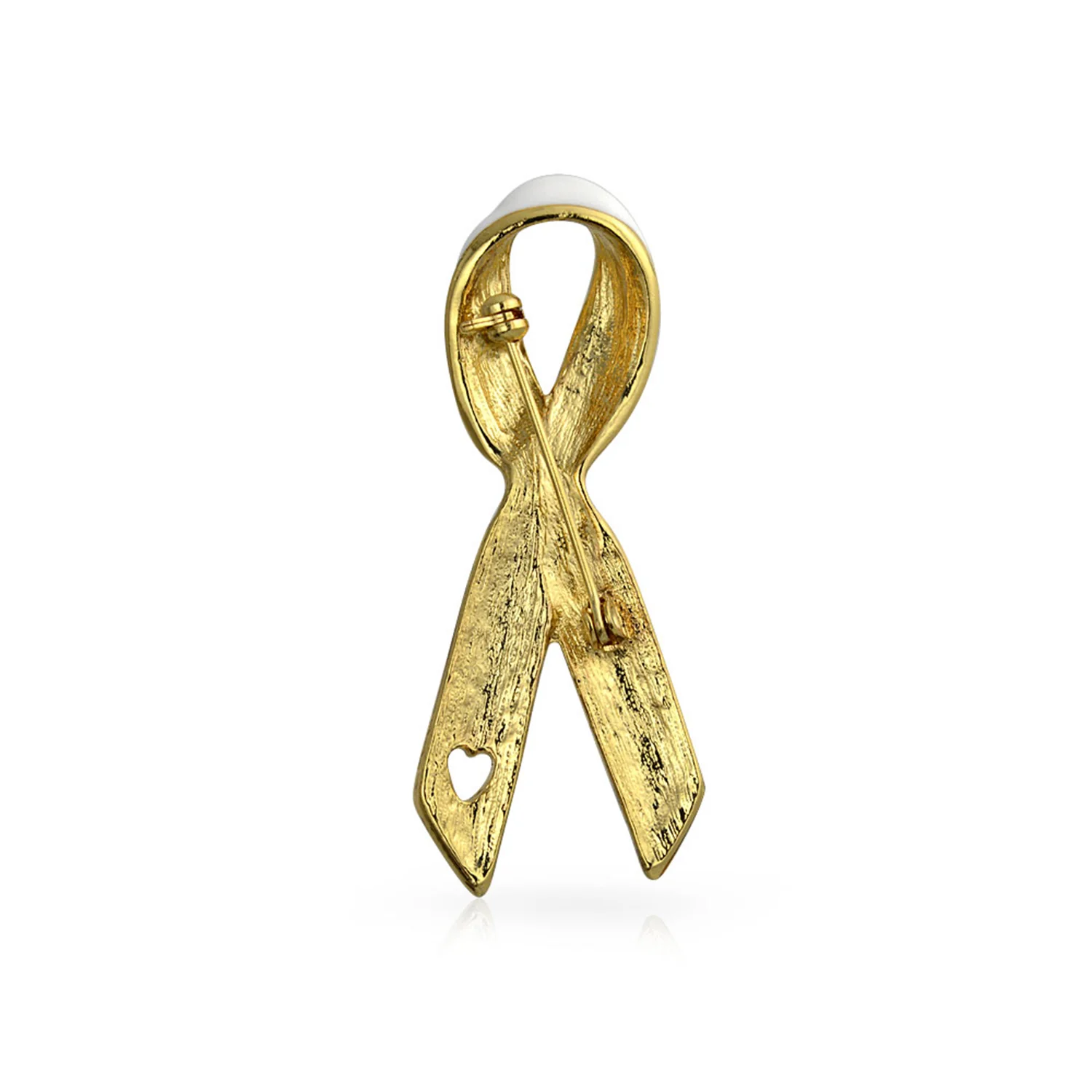 Open Heart Enamel Pink Ribbon Breast Cancer Survivor Brooch Pin Silver Gold - Image 3