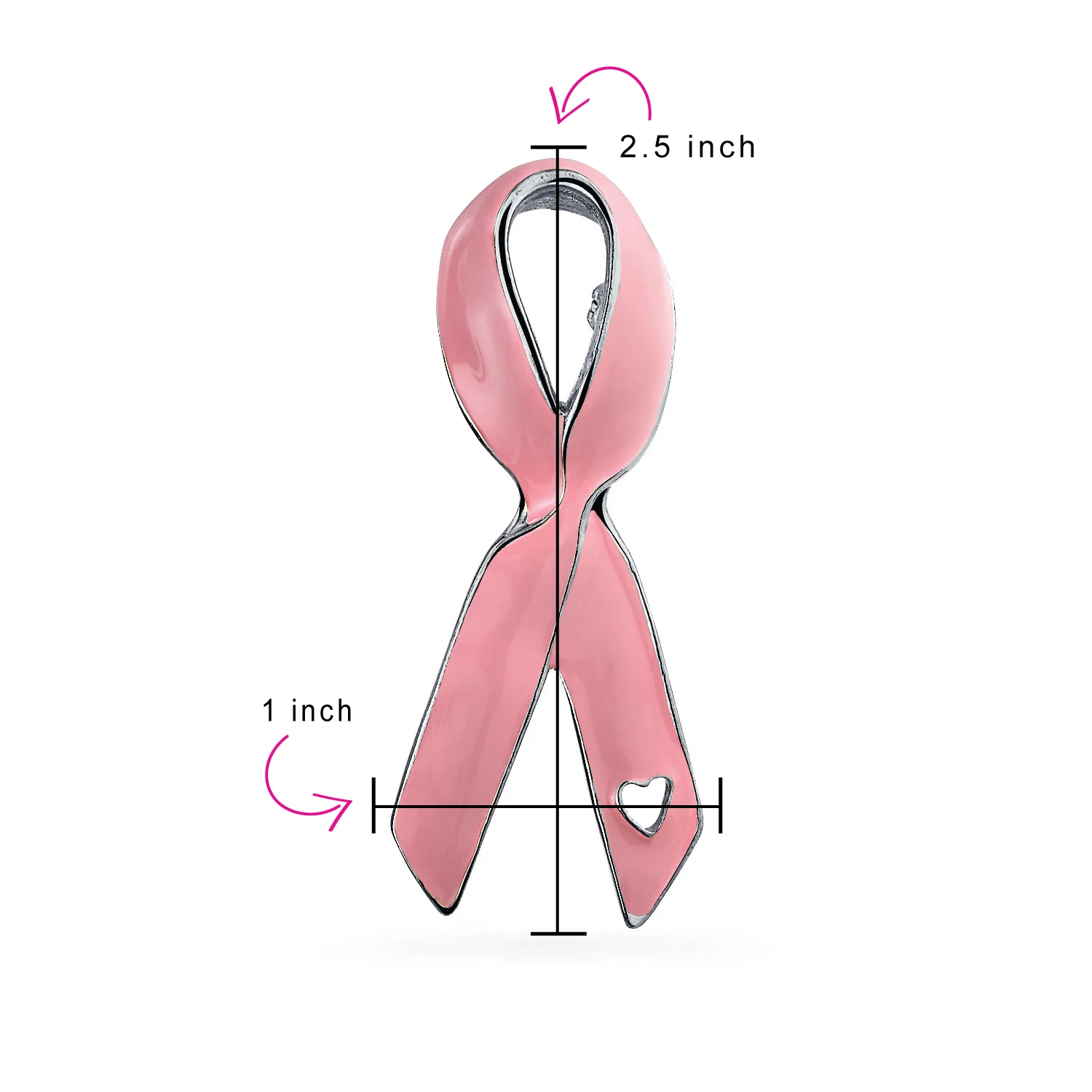 Open Heart Enamel Pink Ribbon Breast Cancer Survivor Brooch Pin Silver Gold - Image 7