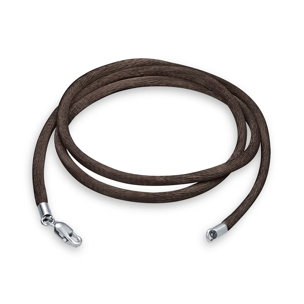 1MM Brown Satin Silk Cord Chain Necklace .925 Sterling Silver Lobster Clasp Various Length, Colors - Image 2