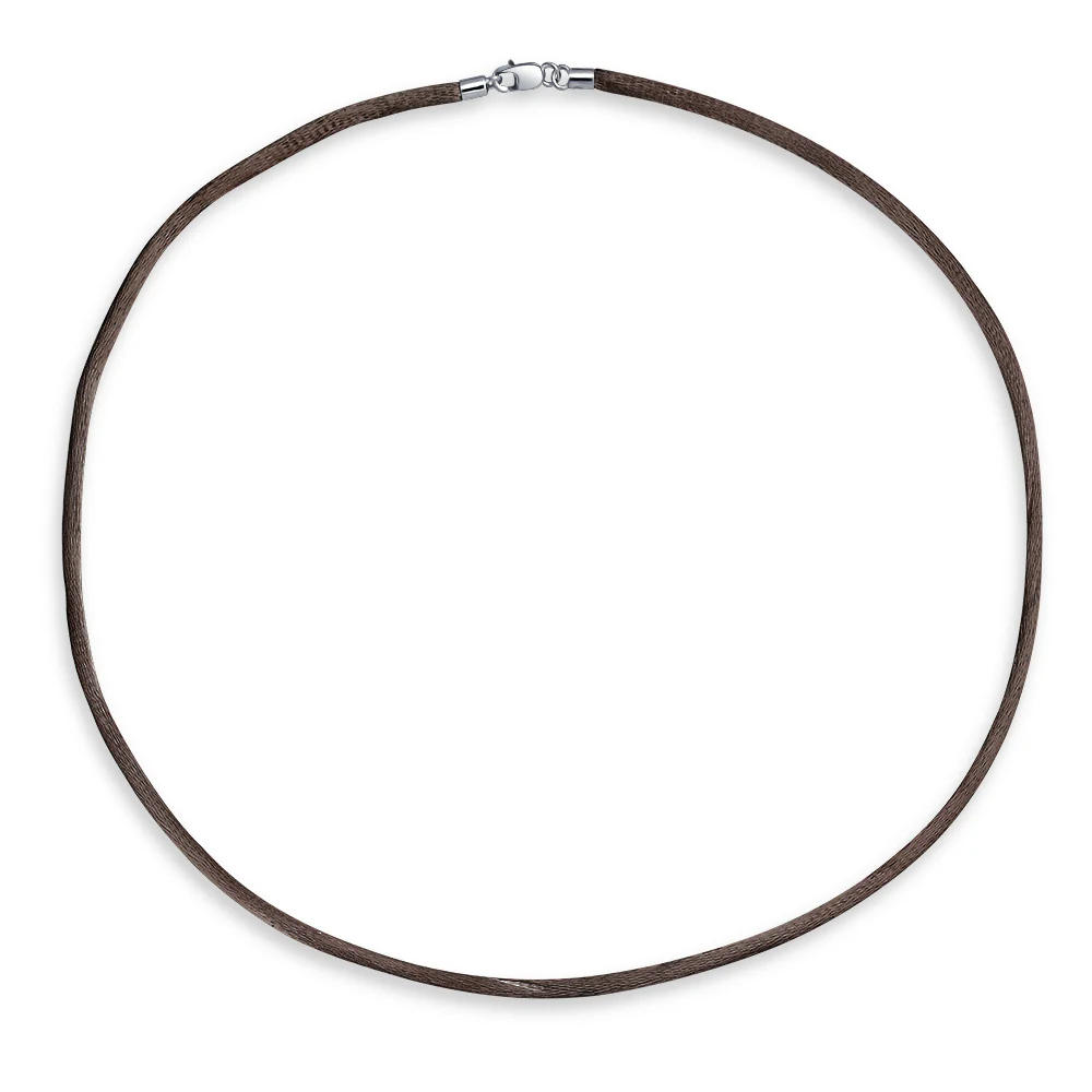 1MM Brown Satin Silk Cord Chain Necklace .925 Sterling Silver Lobster Clasp Various Length, Colors - Image 6