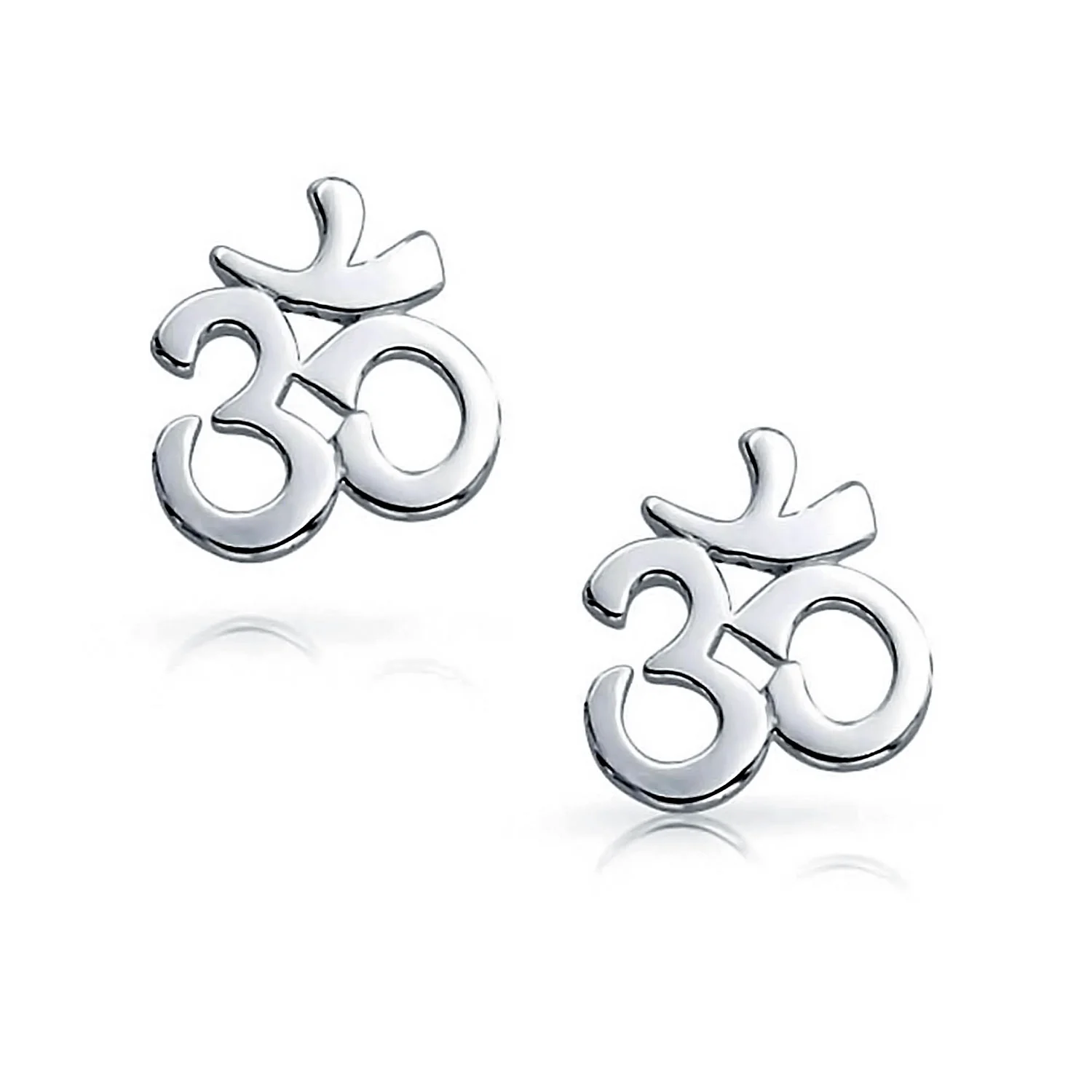 Buddhist Zen Ohm Symbol Stud Earrings in Rose Gold Sterling Silver - Image 3