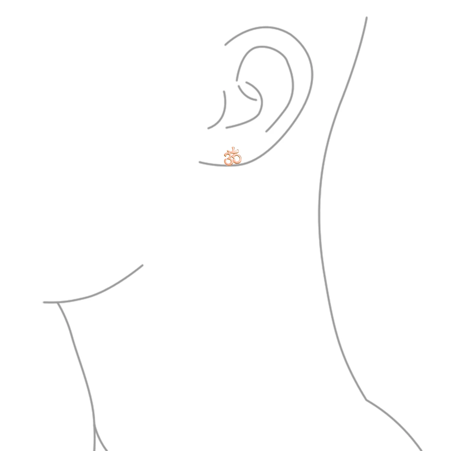 Buddhist Zen Ohm Symbol Stud Earrings in Rose Gold Sterling Silver - Image 6